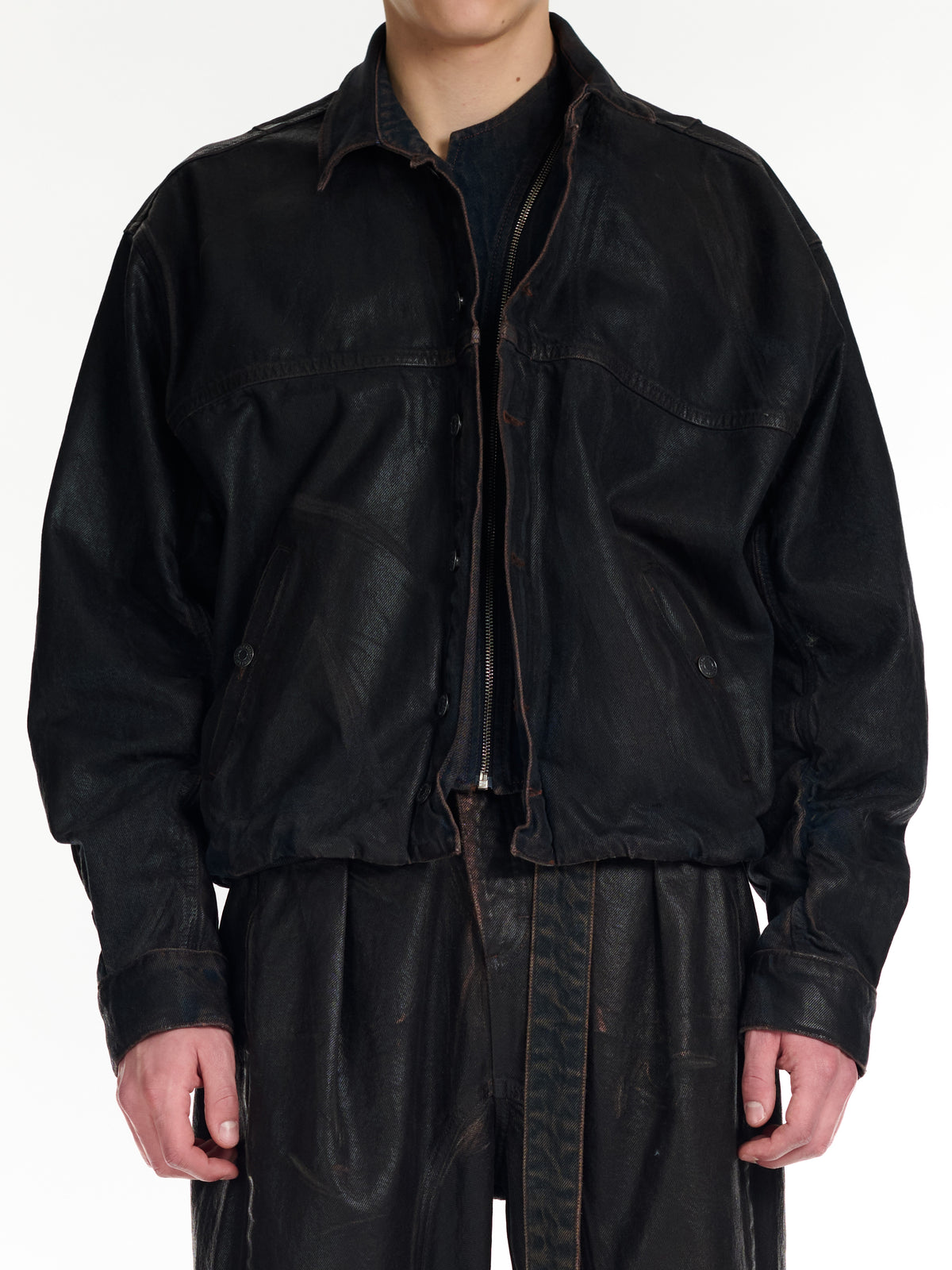 Glazed Flex Denim Jacket Brown Overdye