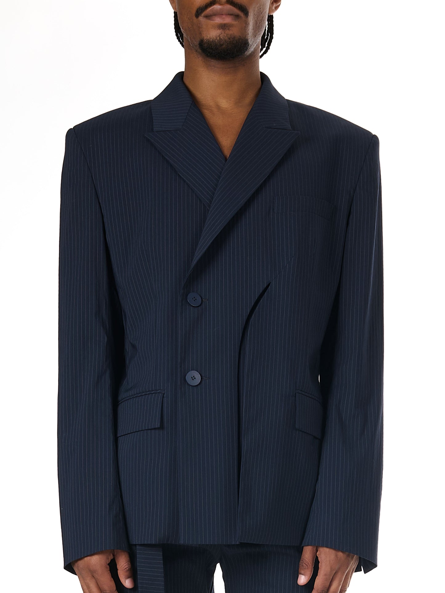 Signature Split Blazer Navy Striped