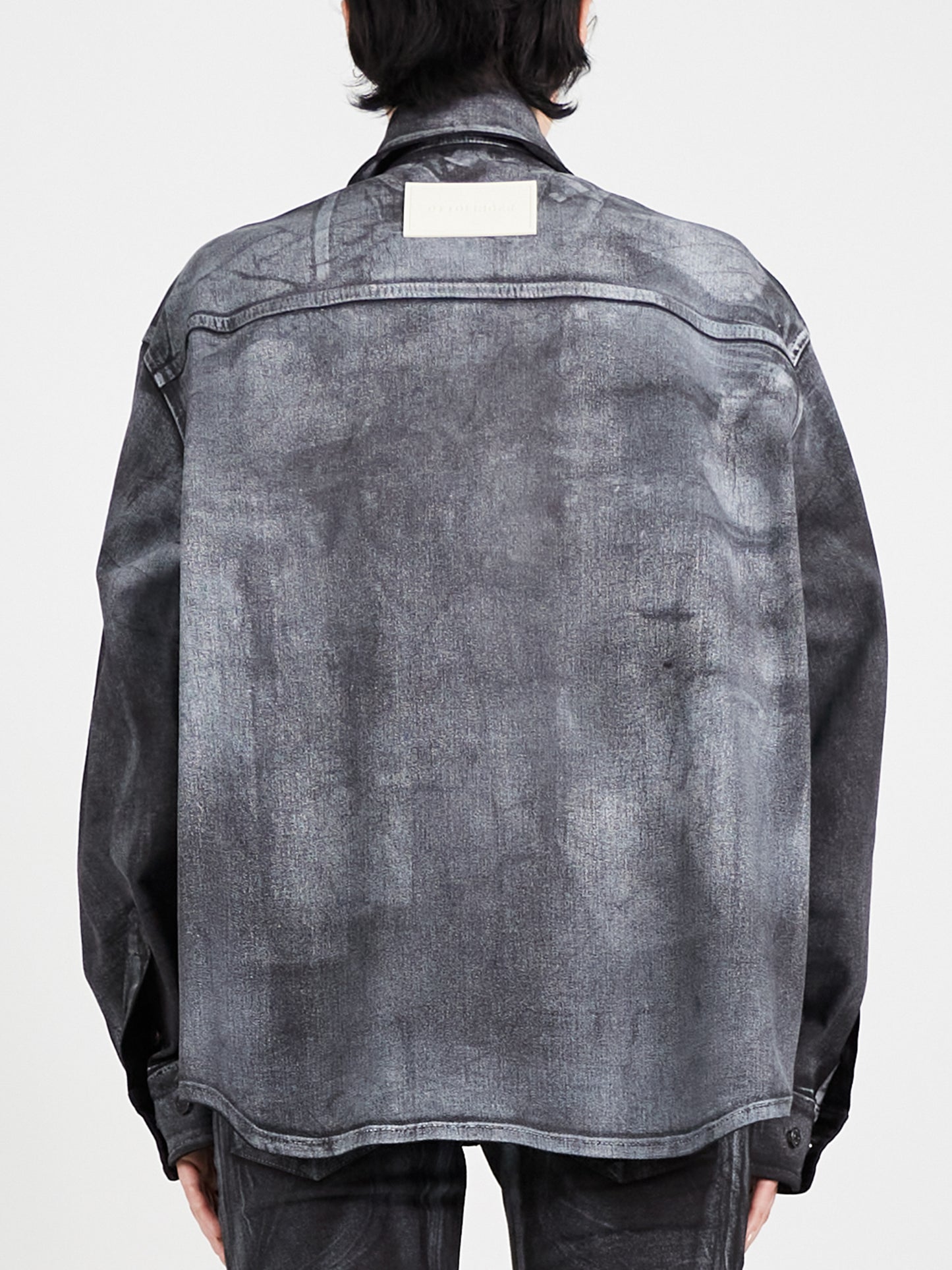 Oversized Denim Shirt - Black / White Paint