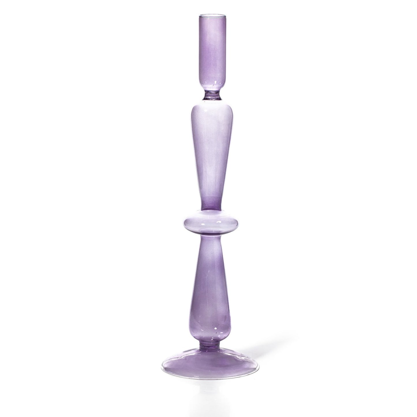 Taper Candle Holder Coloured Glass Lilac