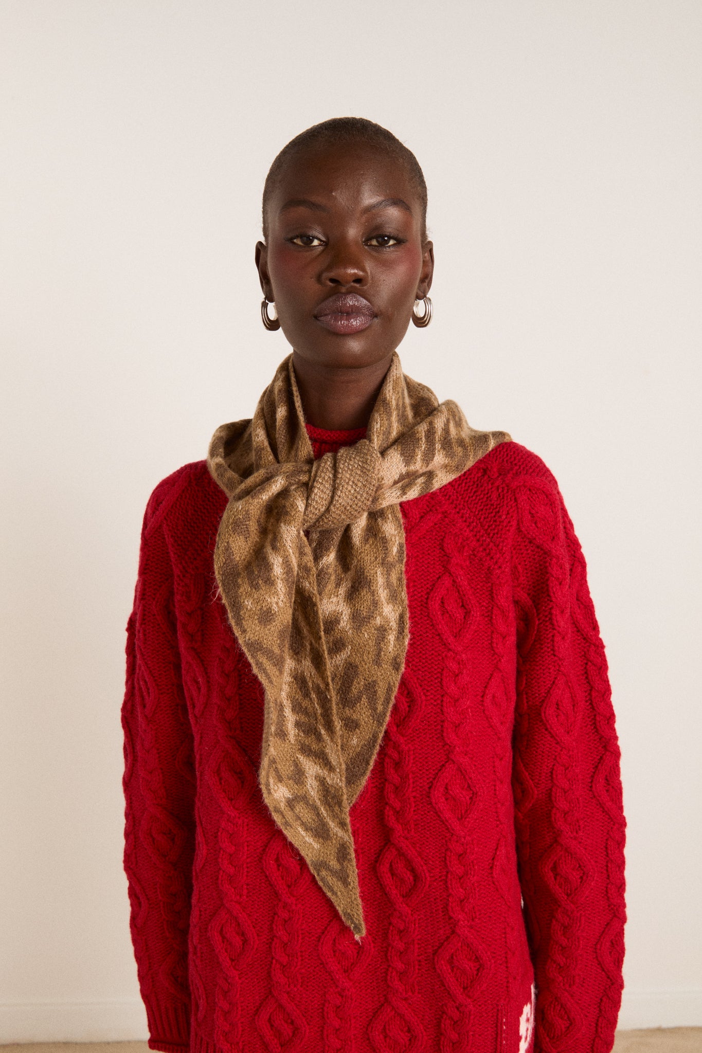 Knitted Head Scarf Leopard