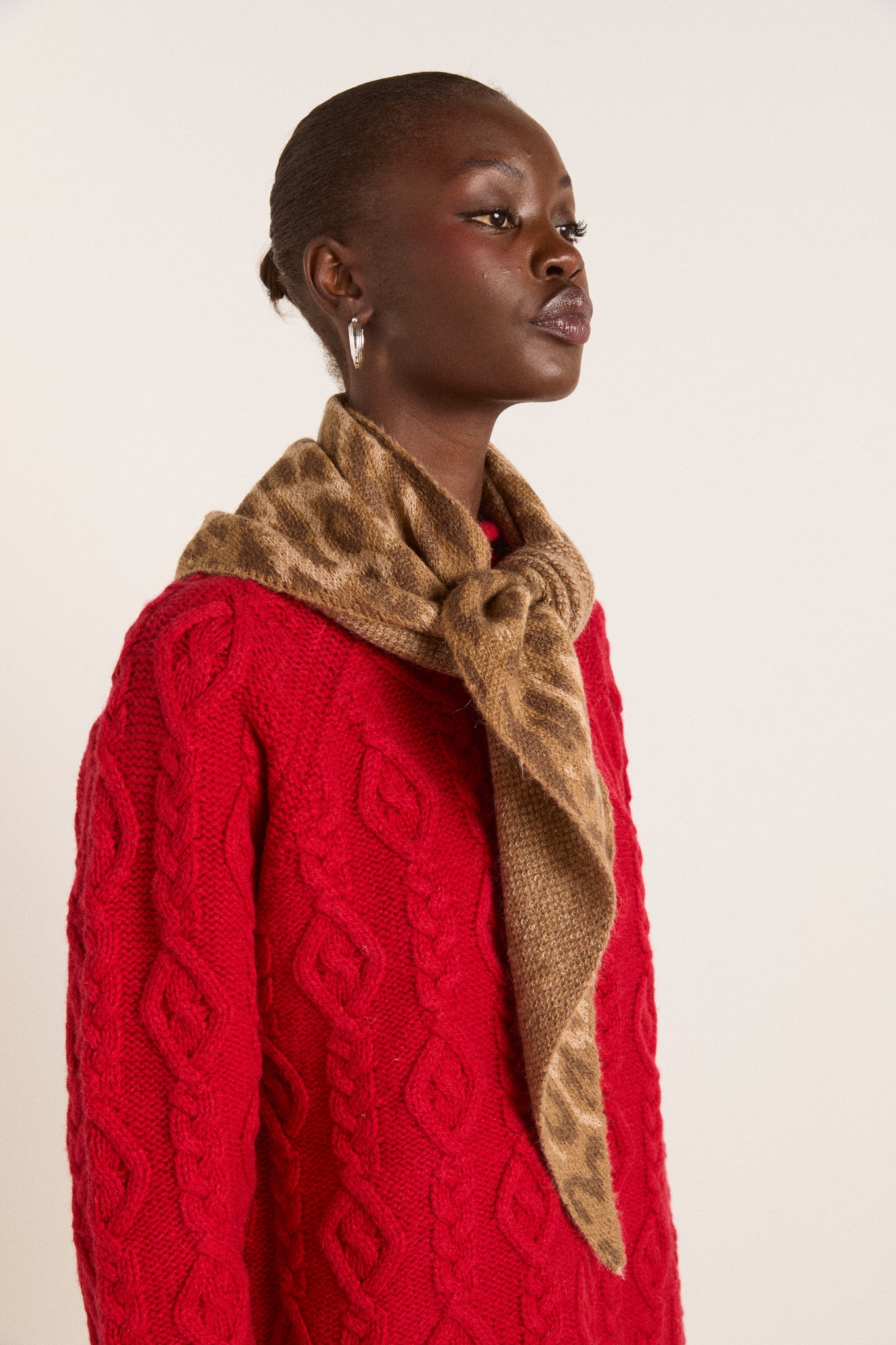 Knitted Head Scarf Leopard