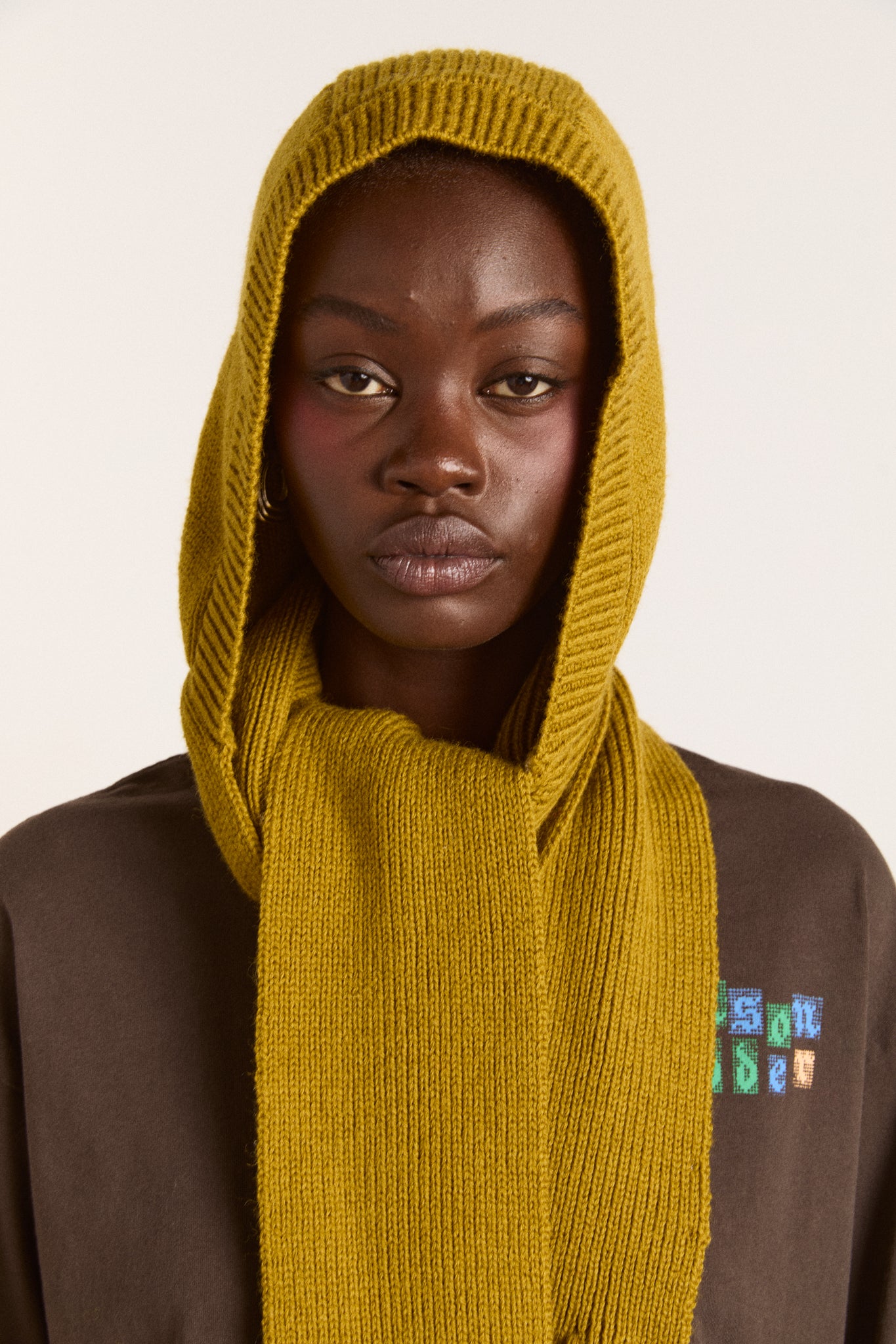 Tassel Hooded Scarf Olive