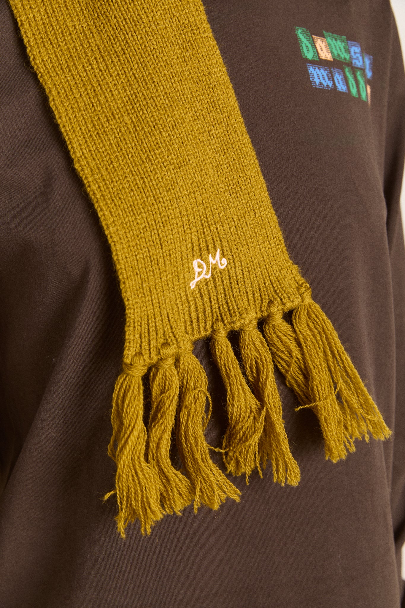 Tassel Hooded Scarf Olive