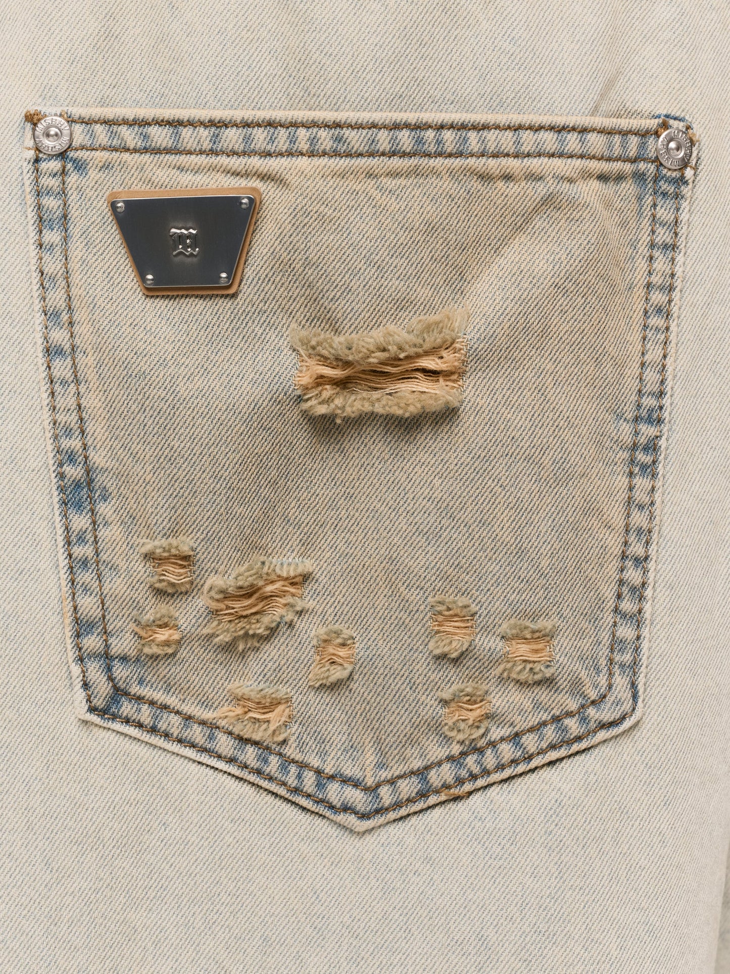 Sand Washed Balloon Denim Trousers