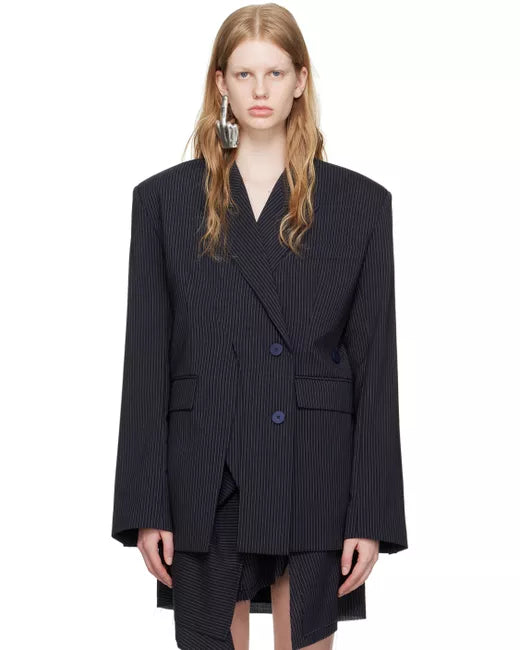 Signature Split Blazer Navy Striped