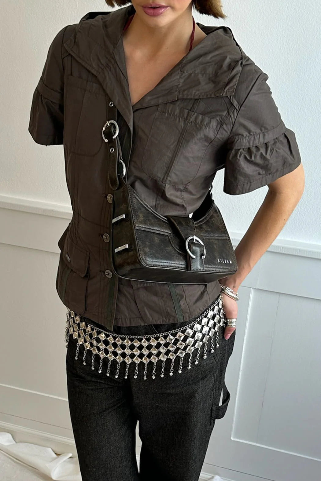 Alba Shoulder Bag - Brown Cracked