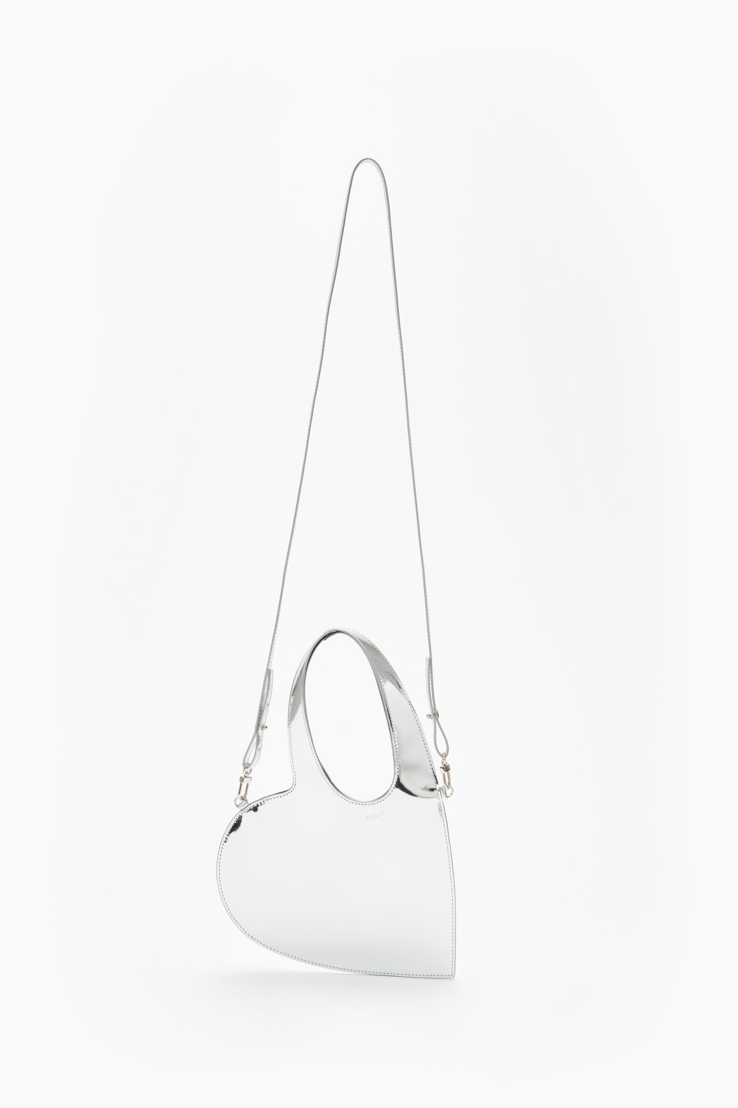 Mirrored Crossbody Baby Heart Tote Bag Silver