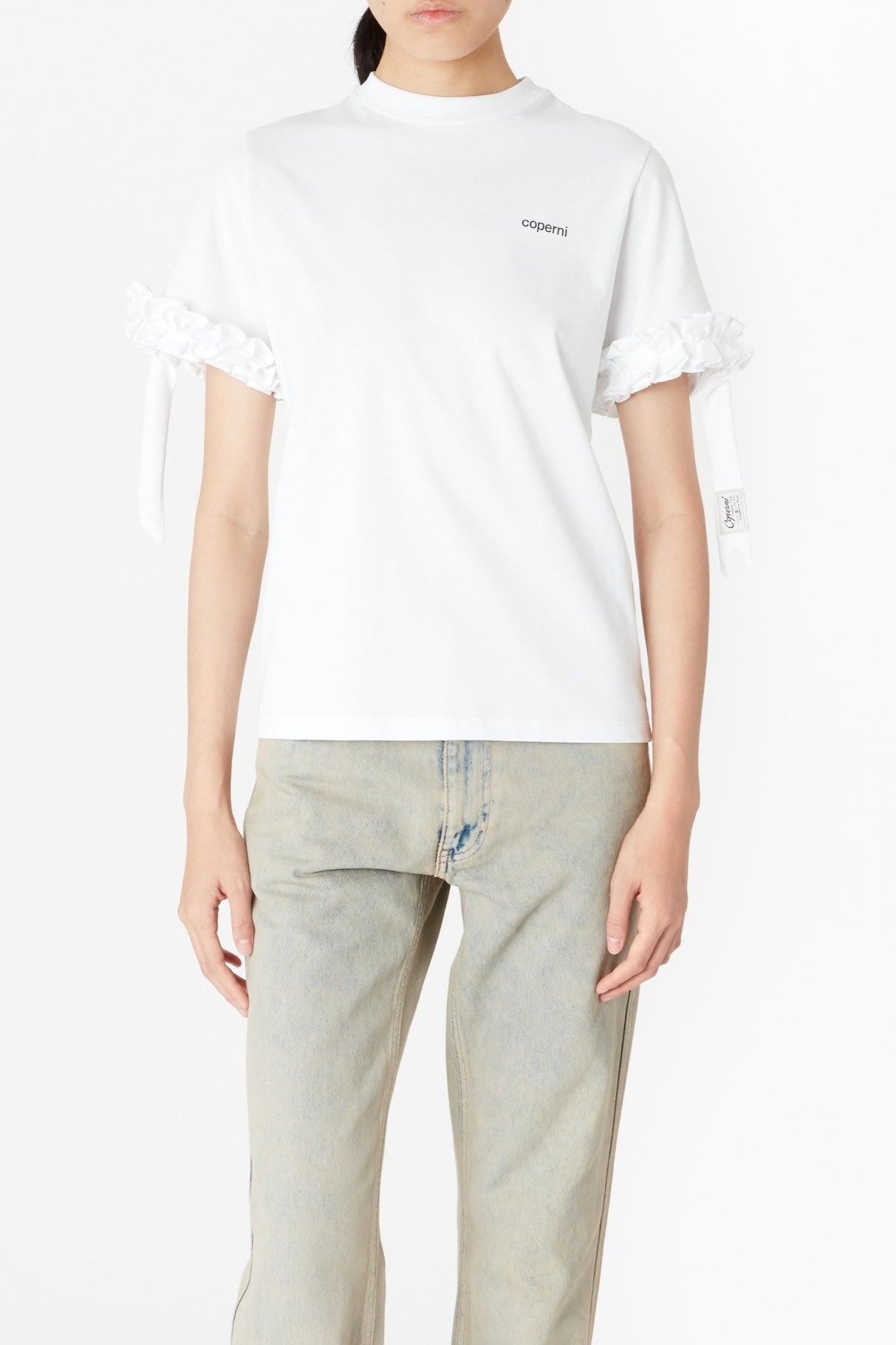 Ruffle Logo Boxy T-Shirt White