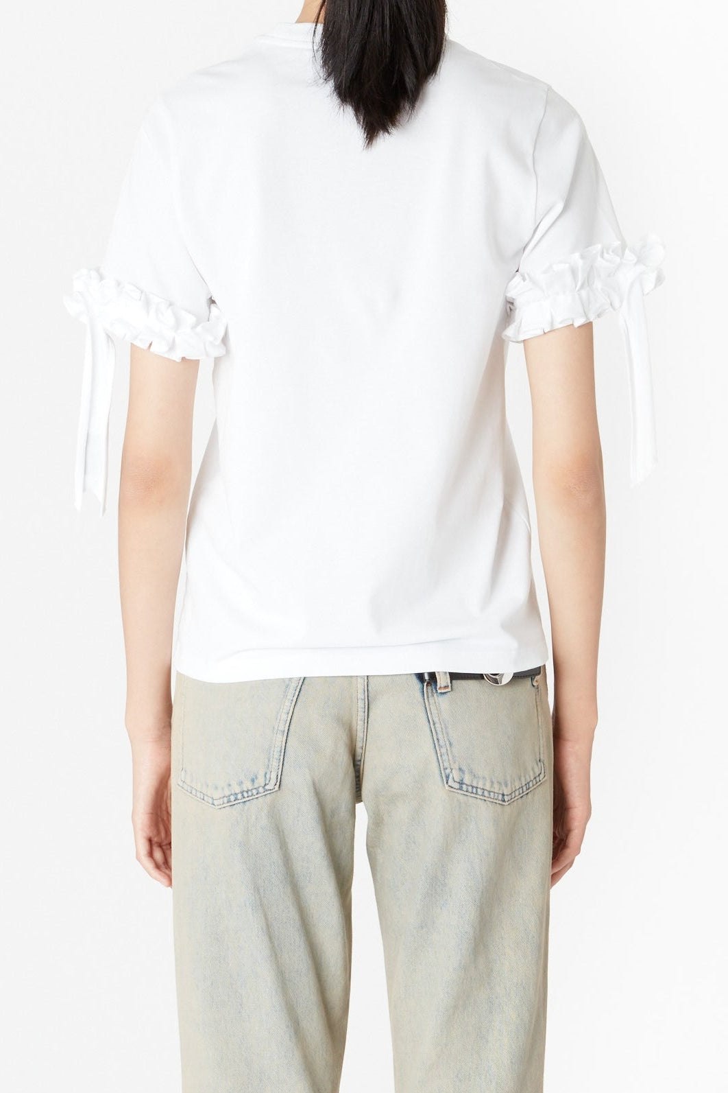 Ruffle Logo Boxy T-Shirt White