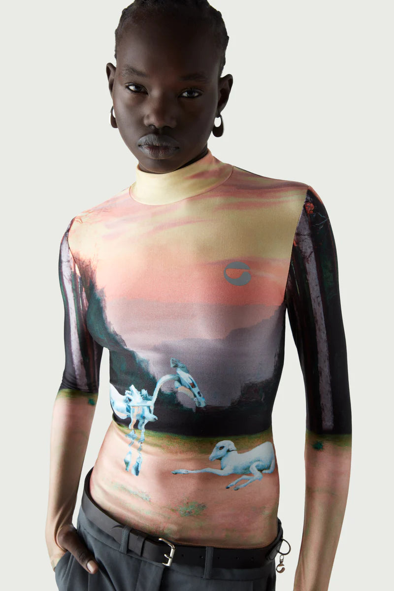 High Neck Fitted Top - Dall-E Print