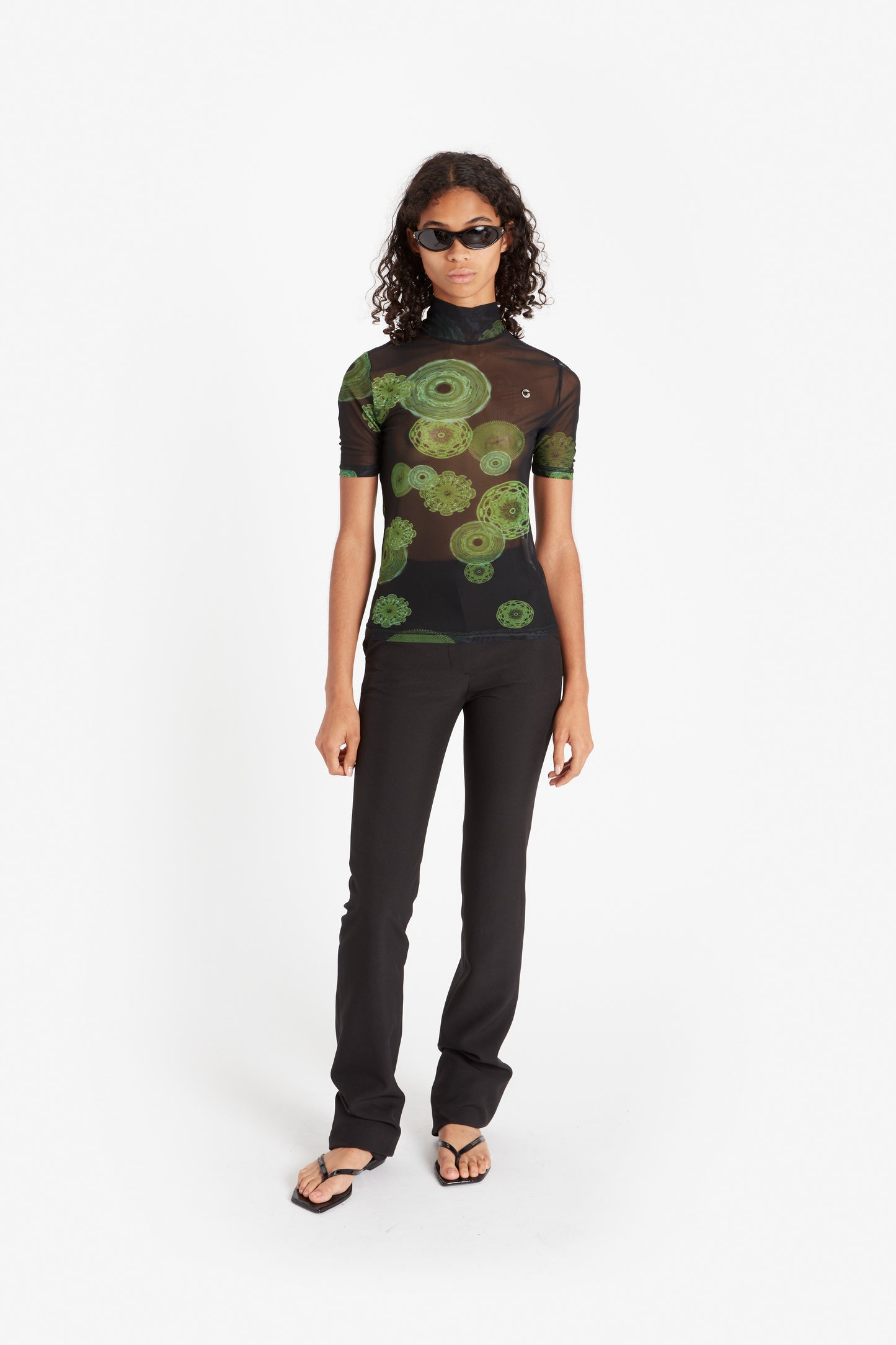 High Neck Fitted Top - Cymatics Print