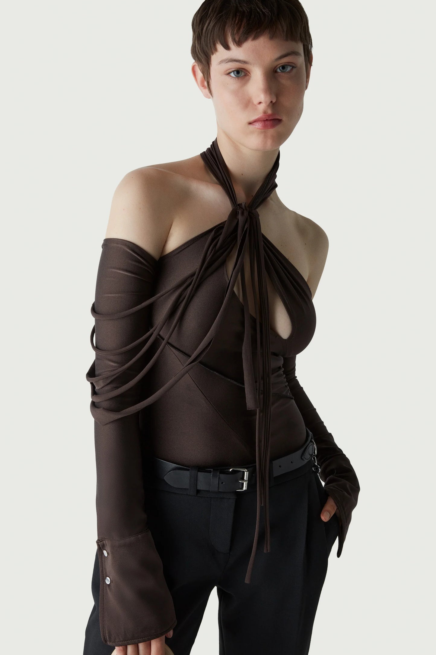Multi Strap Bodysuit - Brown