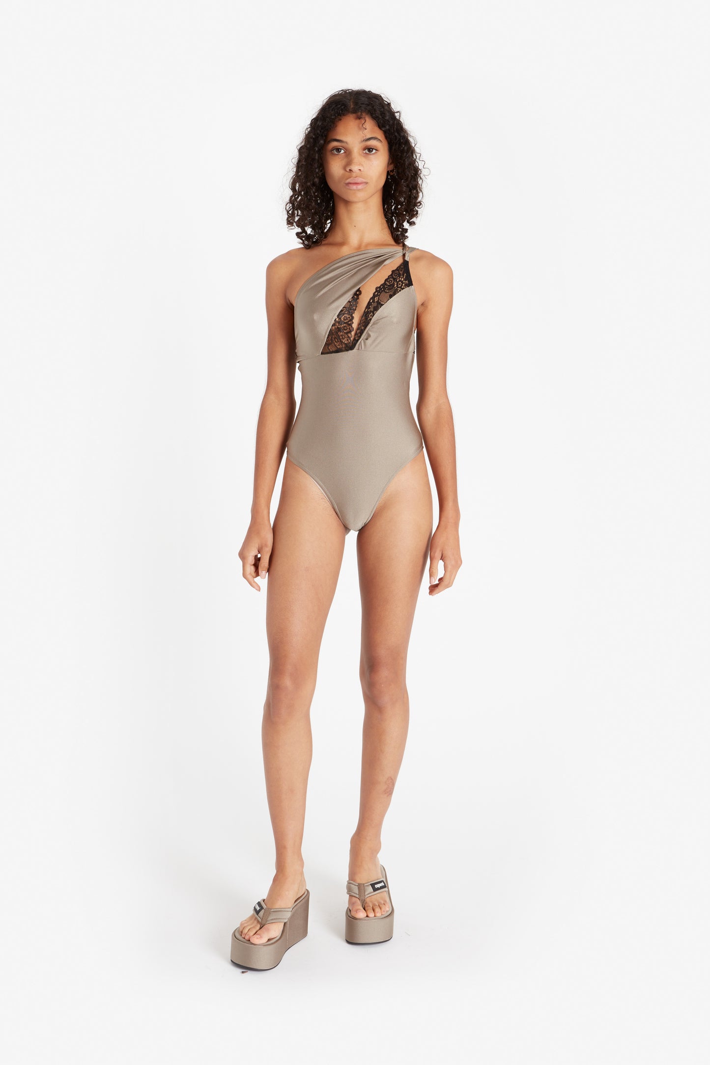 Asymetric Swim Suit - Grey