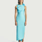 Asymetric Flower Gown - Turquoise
