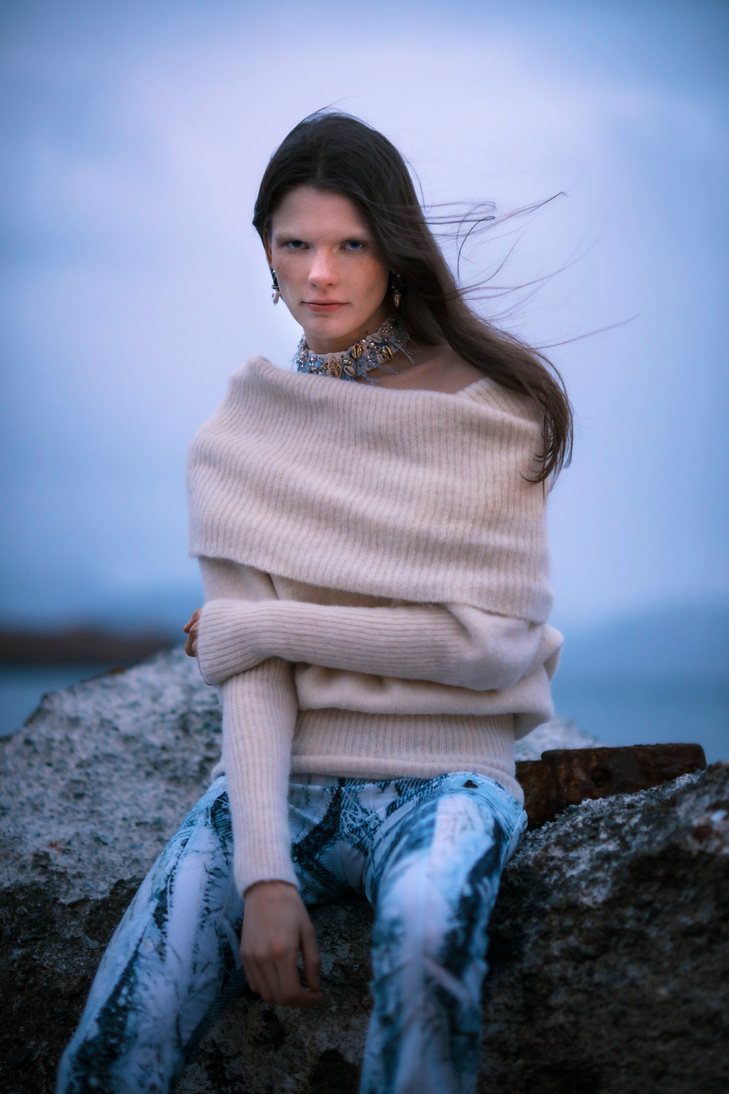 The Moss Sky Sweater in White