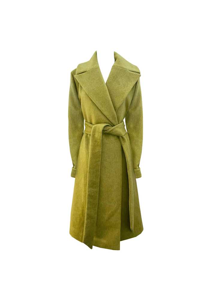 Green wool wrap clearance coat