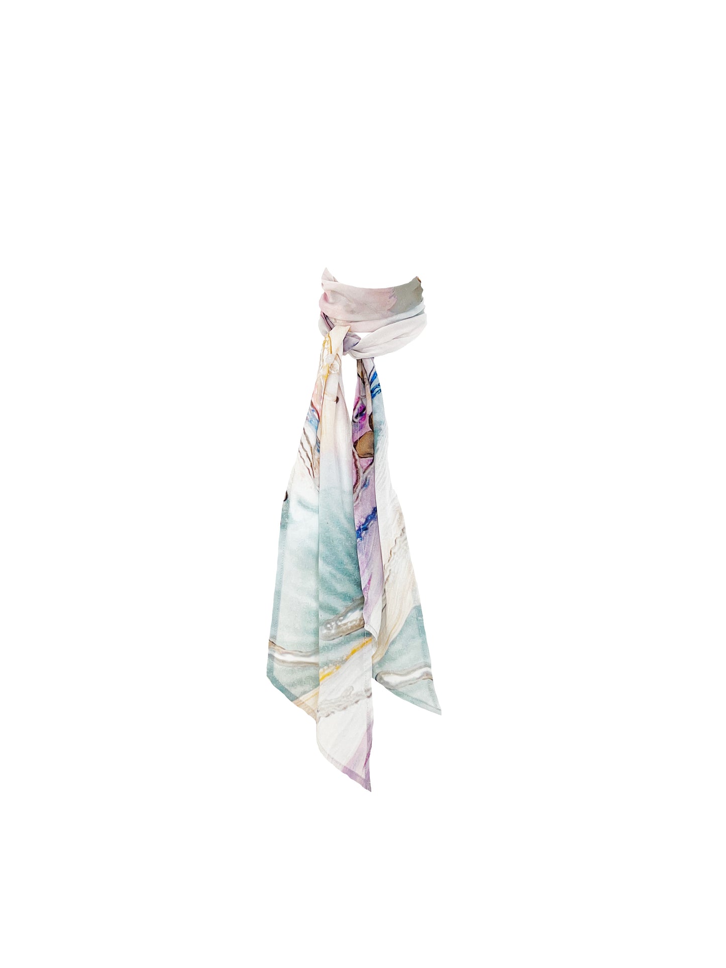 Silk Scarf in Floral Denim