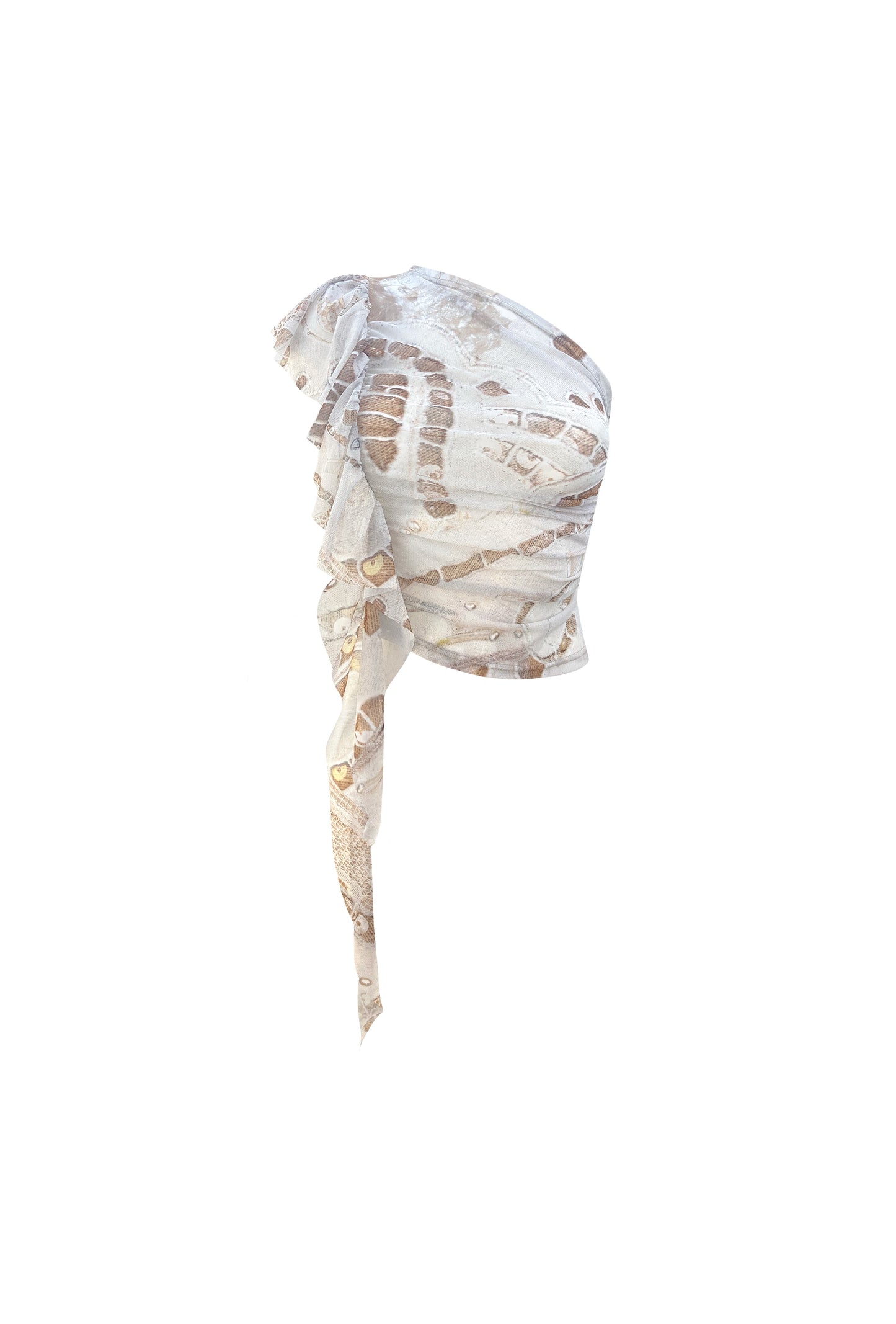 The One Shoulder Frill Top in Pearl Lace