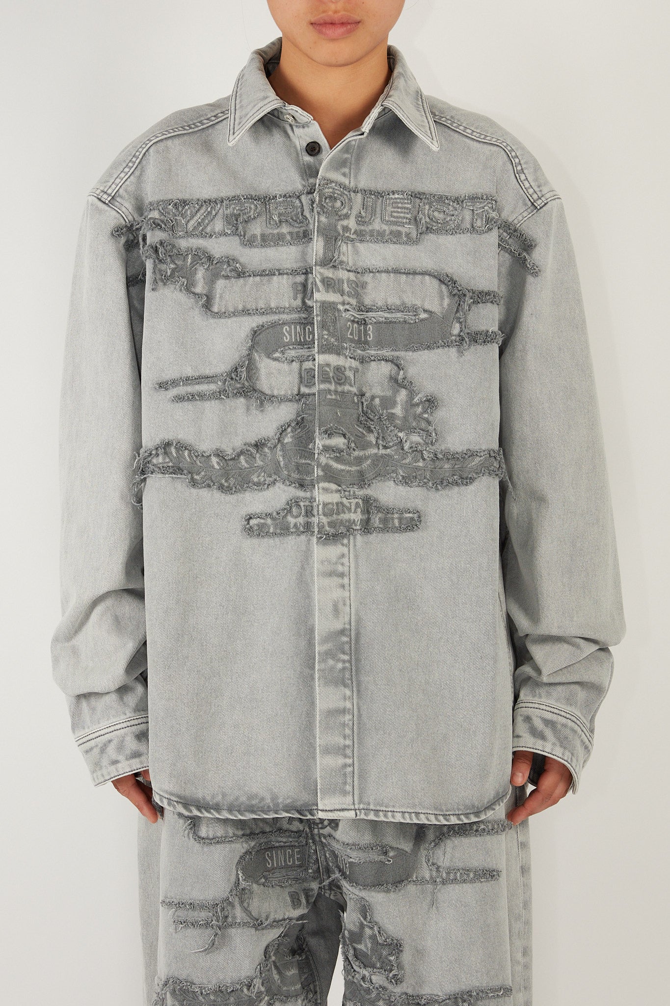 Paris Best Patch Denim Shirt - Grey