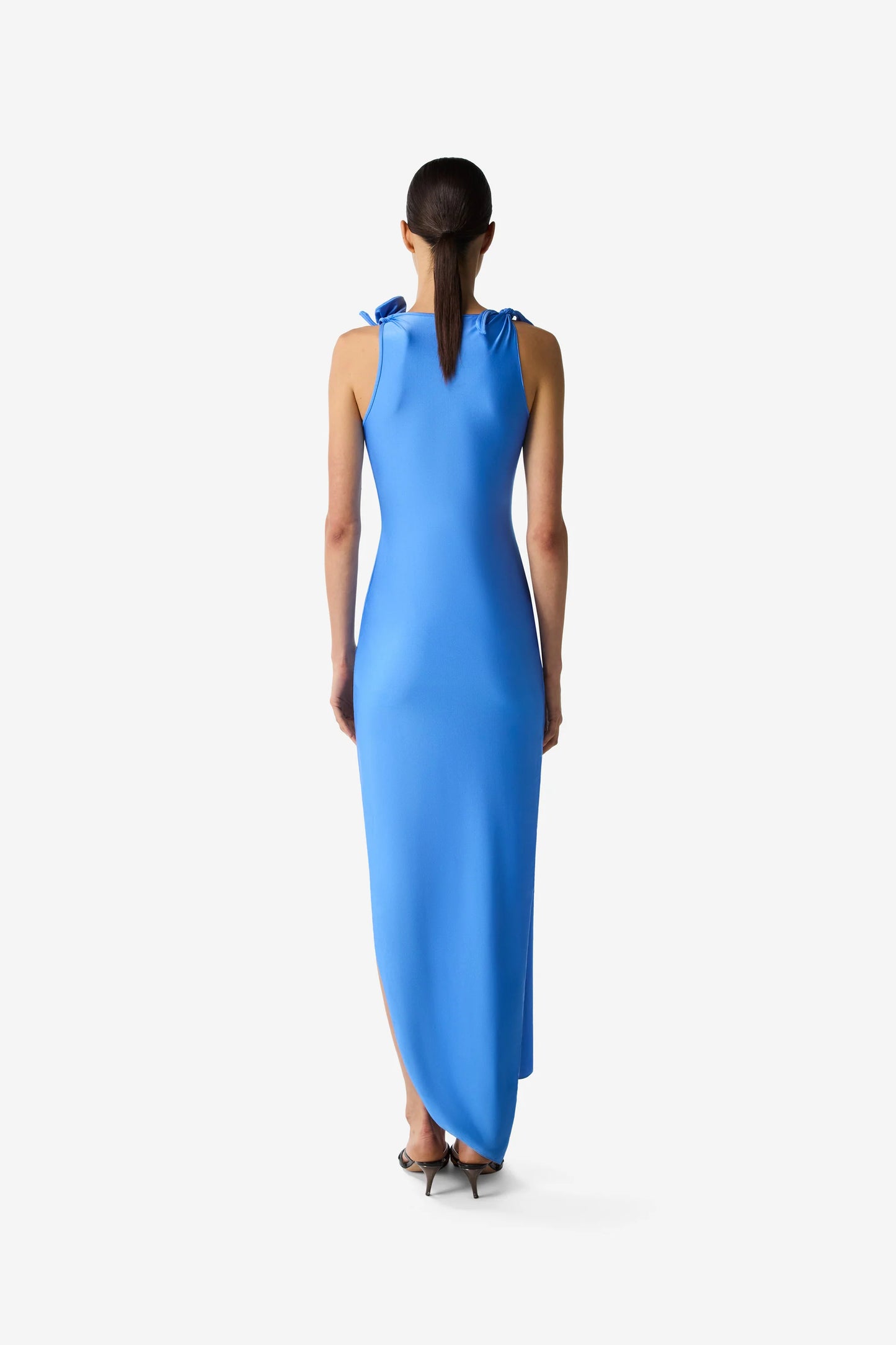 Asymmetric Flower Gown Blue