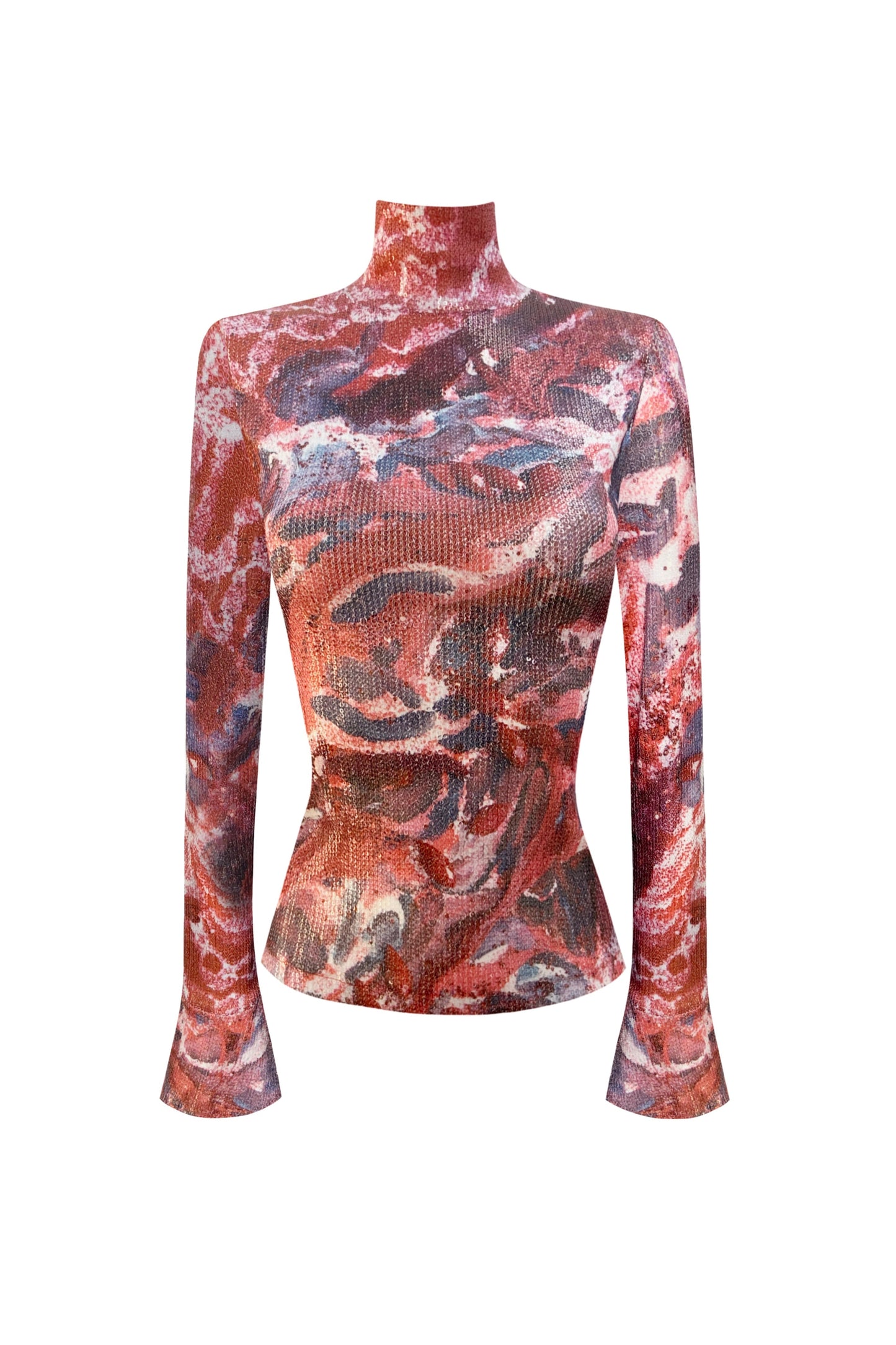 The Sequin Top in Red Lace