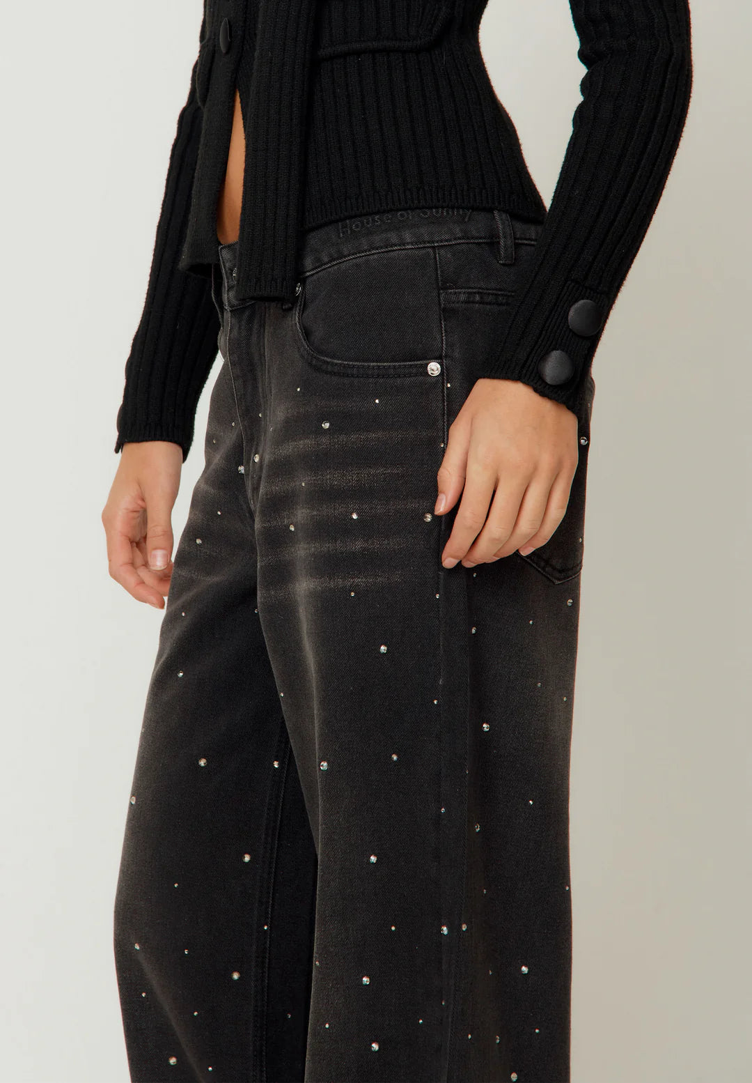 CRYSTALLISED WIDE LEG DENIM