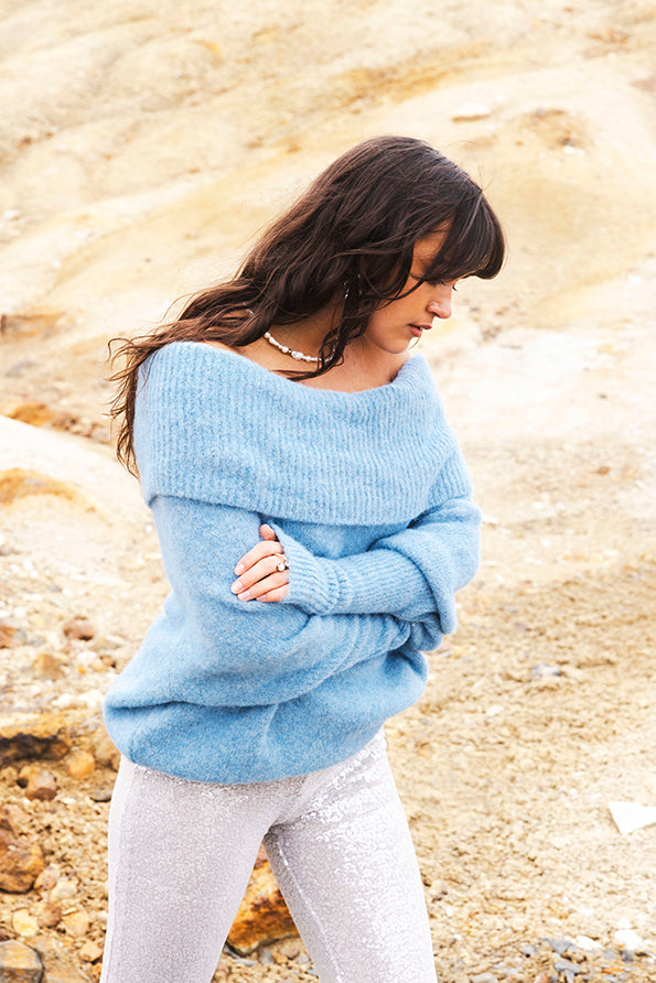 The Moss Sky Sweater in Aqua