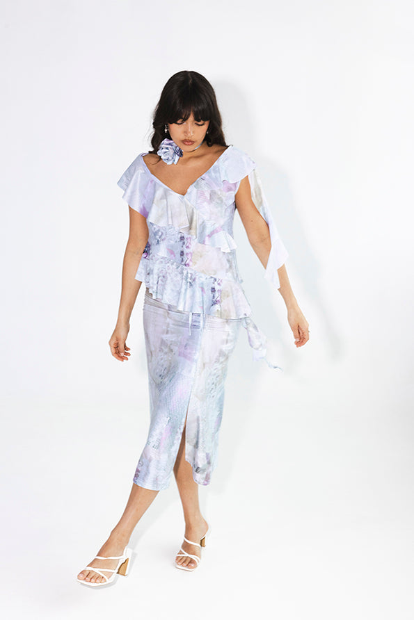 The Gathered Skirt in Pink Textile