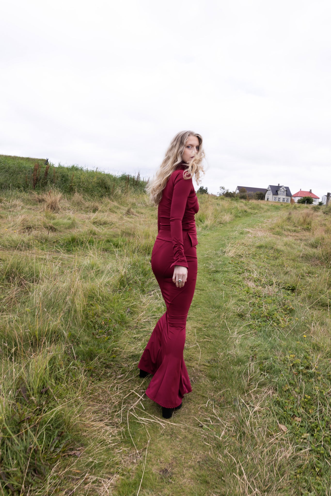 The Twisted Maxi Skirt in Burgundy