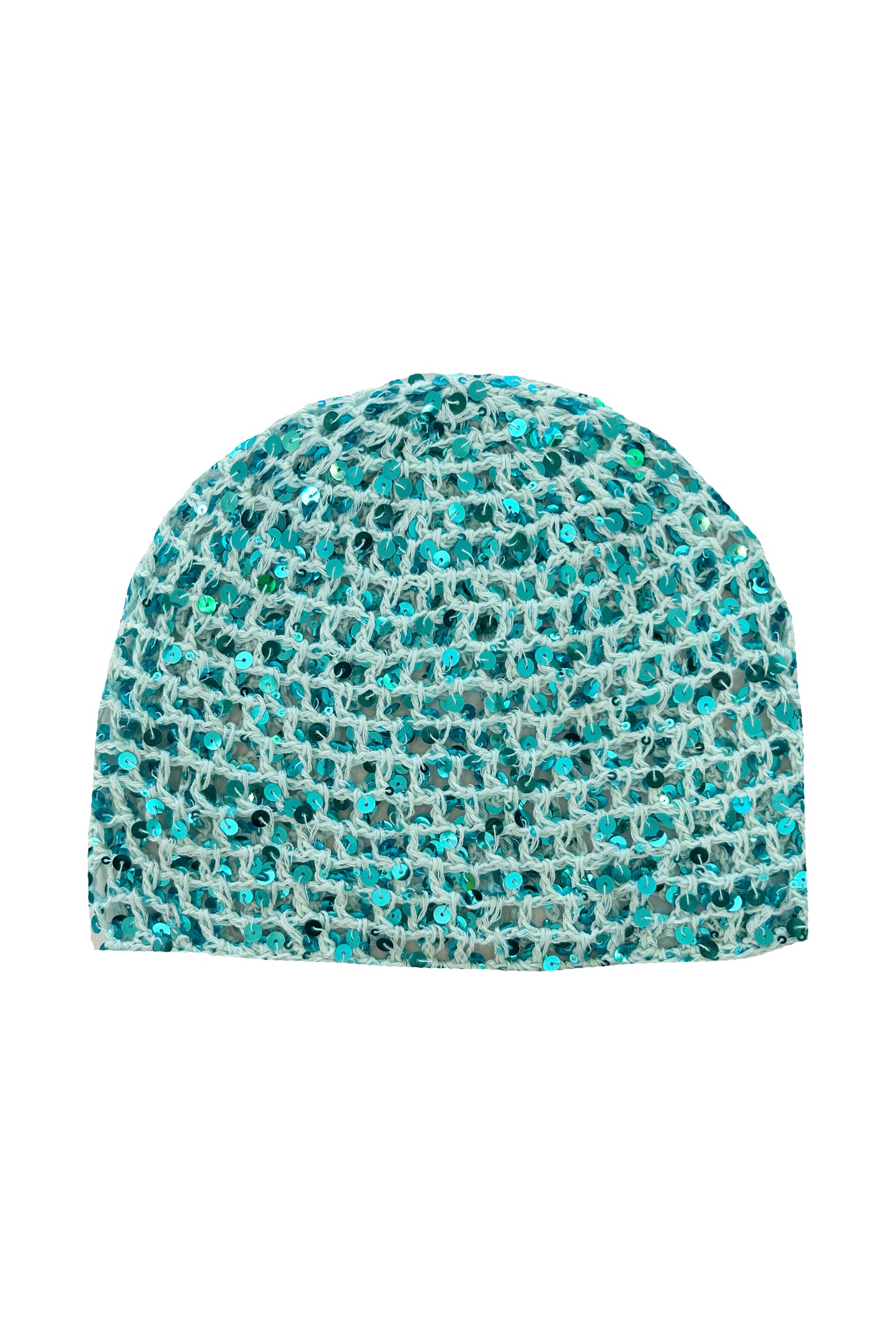 The Sequin Crochet Cap in Light Blue