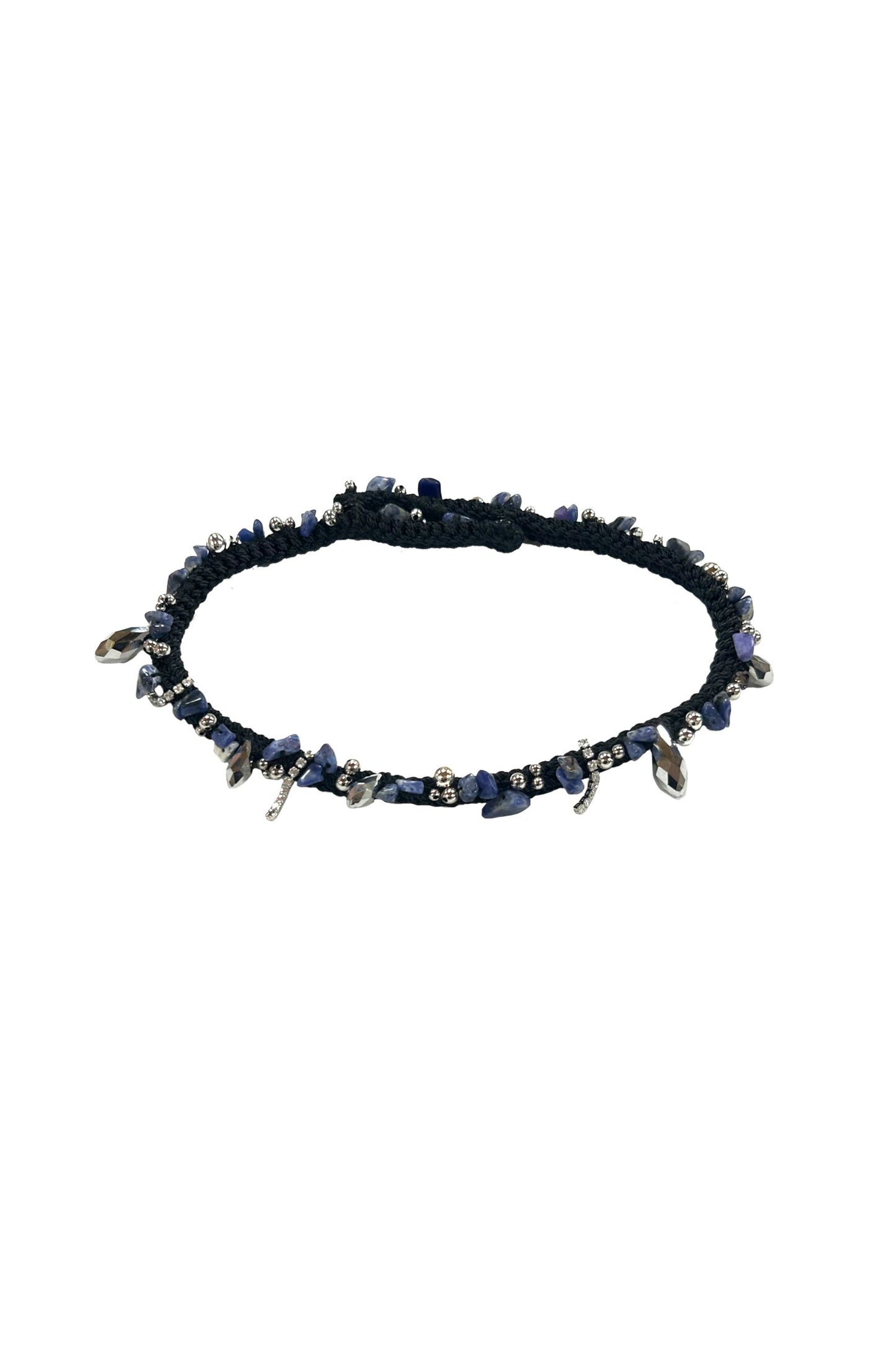 The Crochet Pearl Necklace in Blue