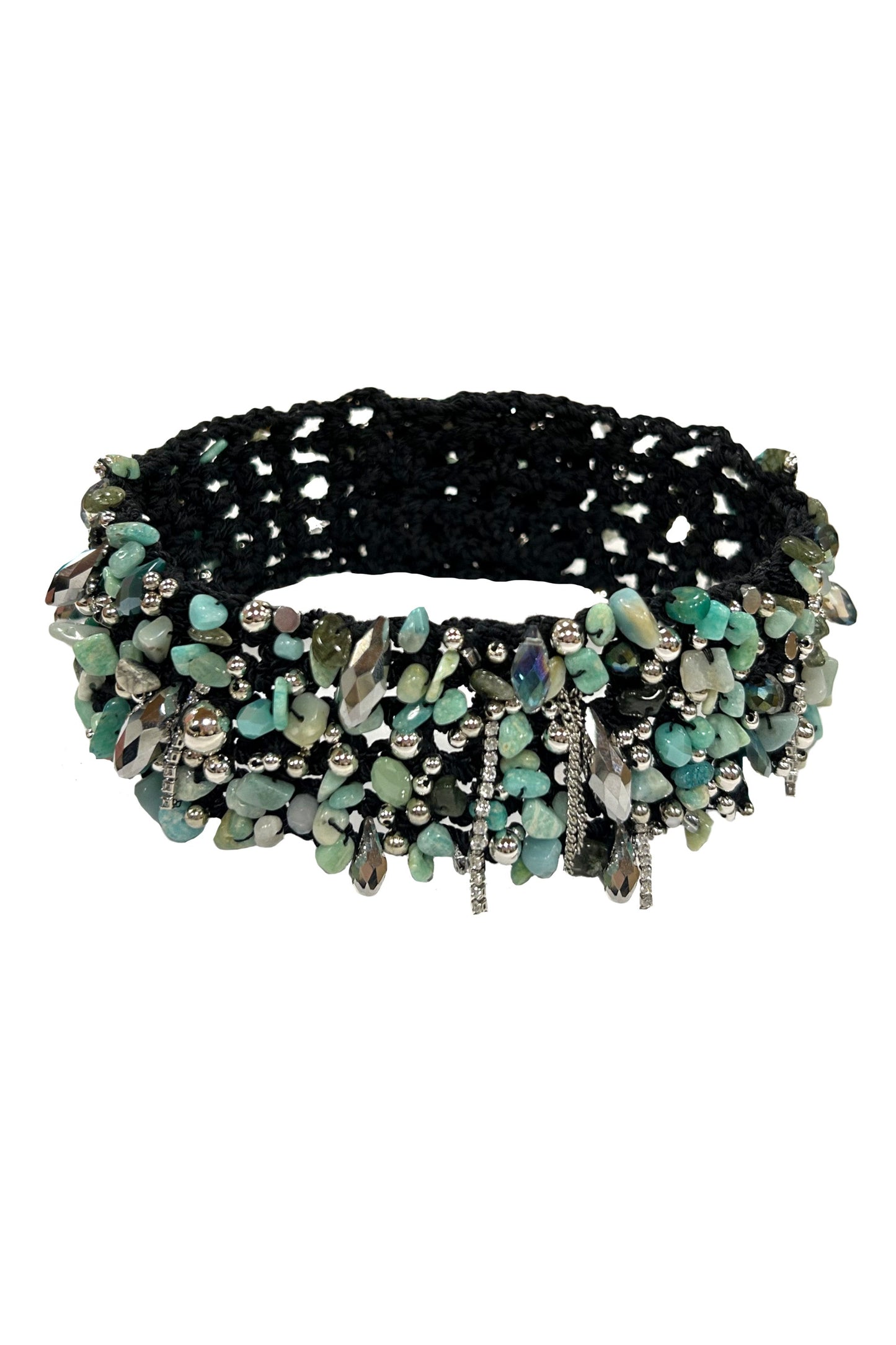 The Crochet Pearl Chocker in Turquoise