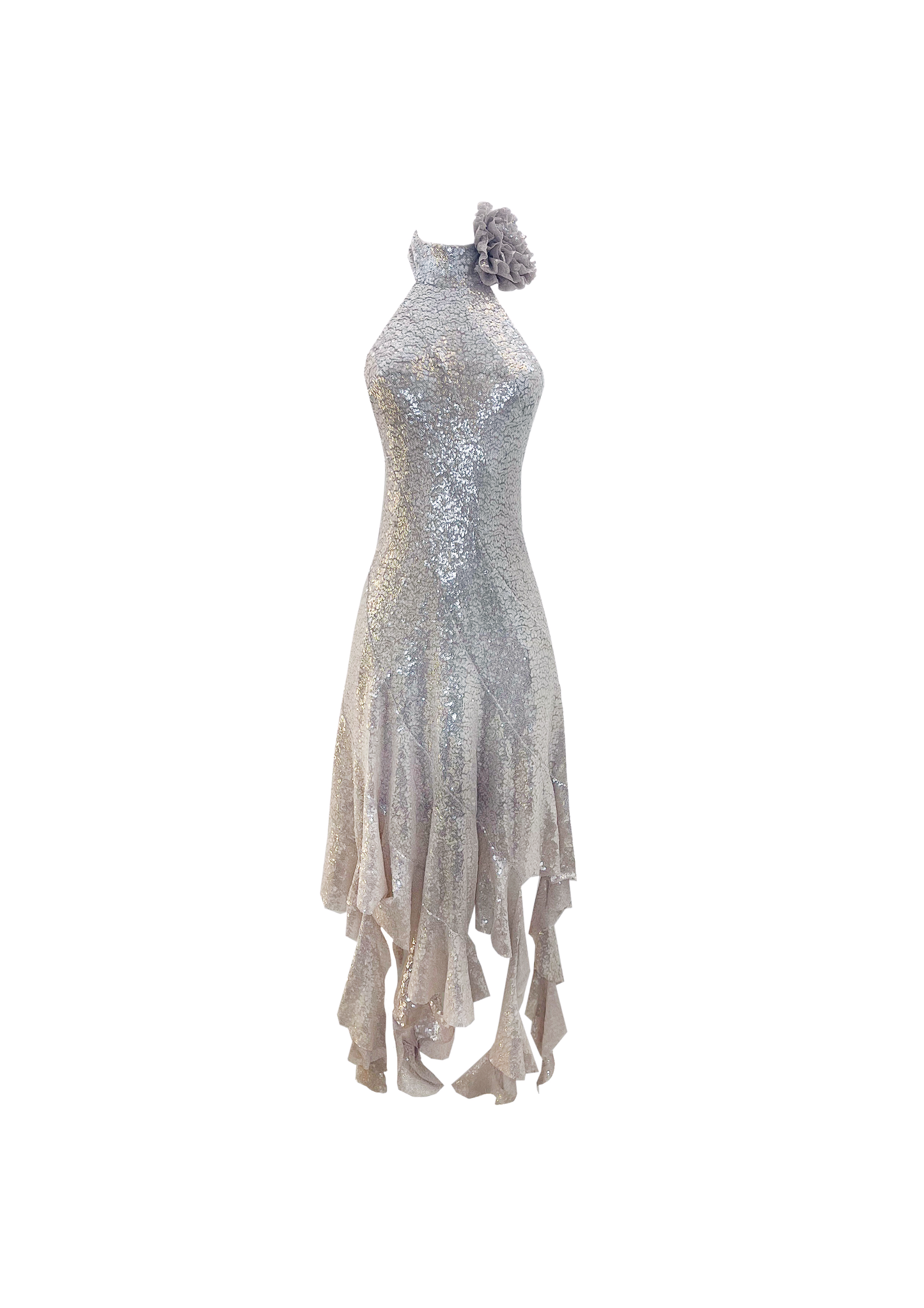 The Rose Halter Dress in Mirror Sequin