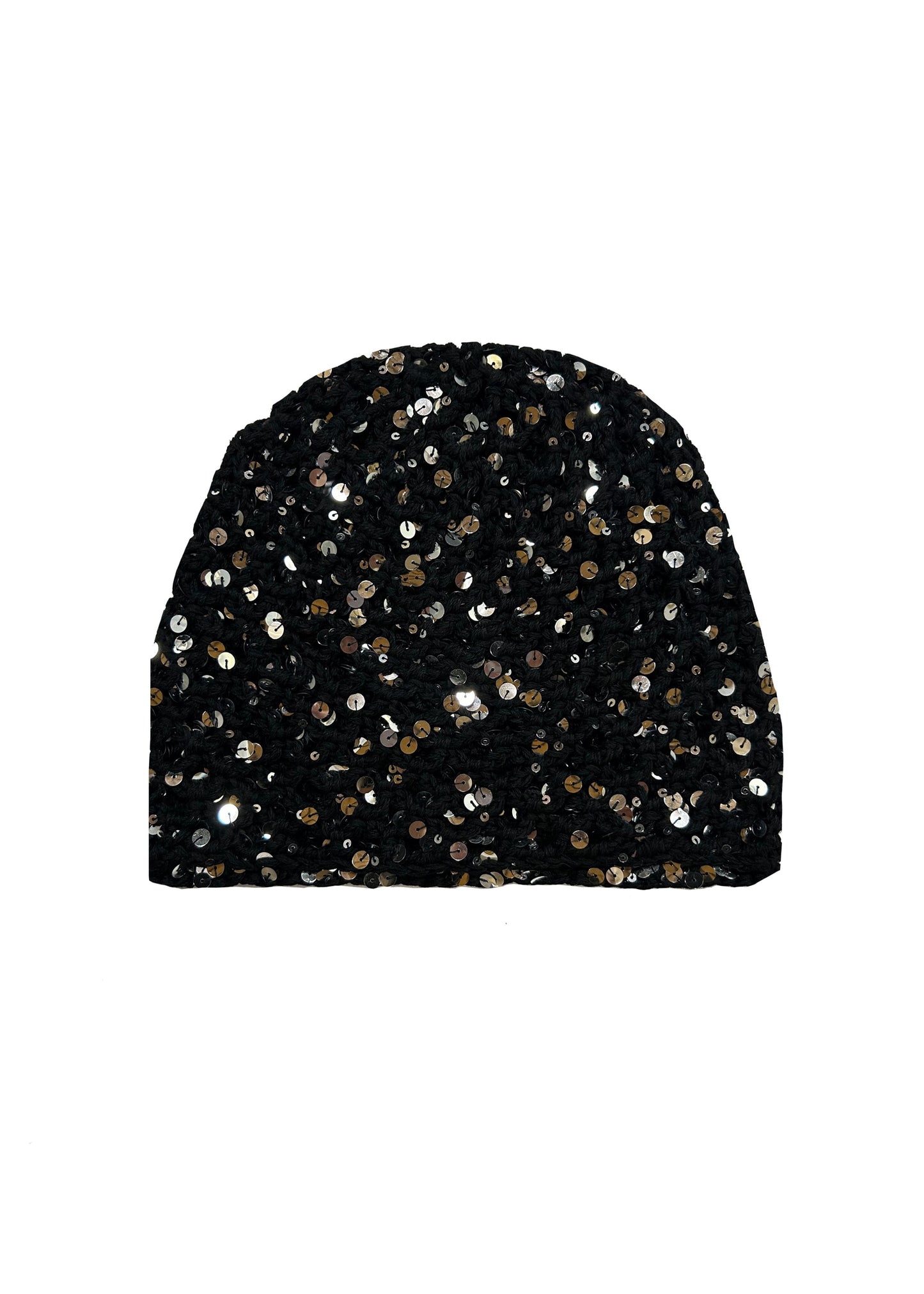 The Sequin Crochet Cap in Black
