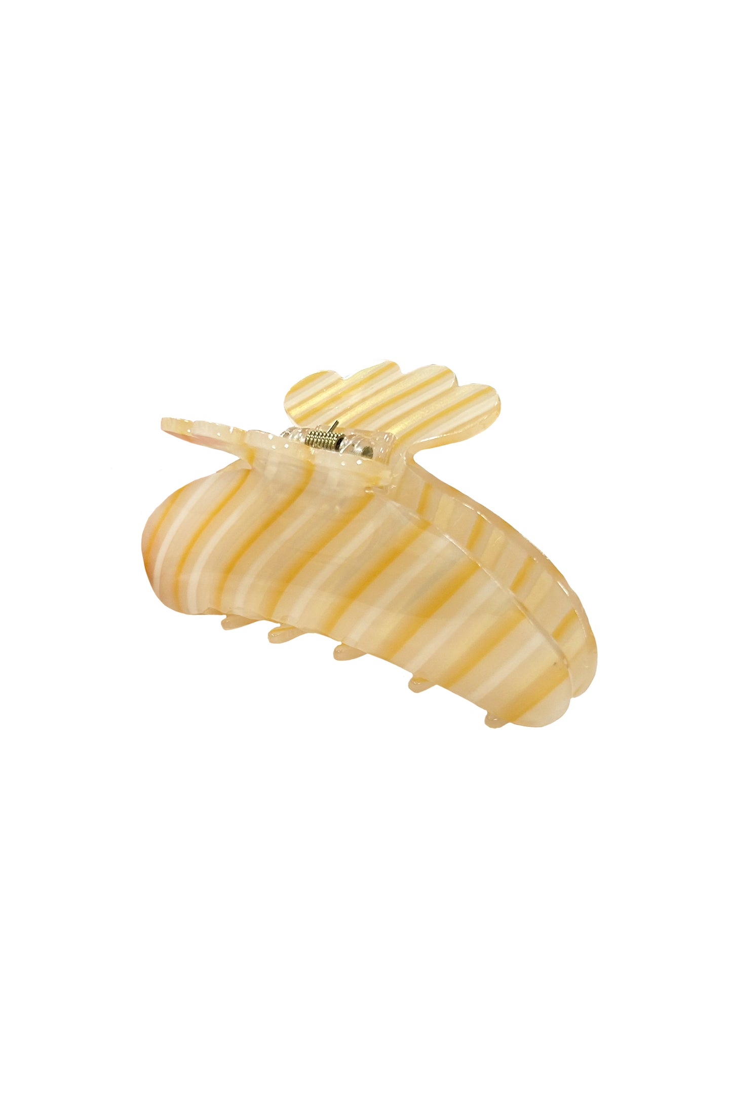 White and Gold Stripe Hair Clip