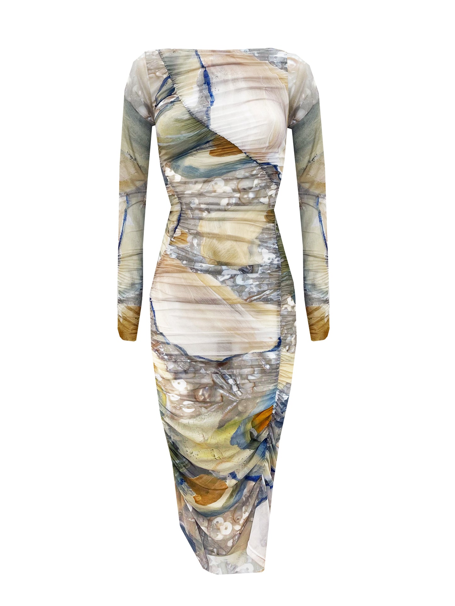 The Wave Dress in Beige Painting