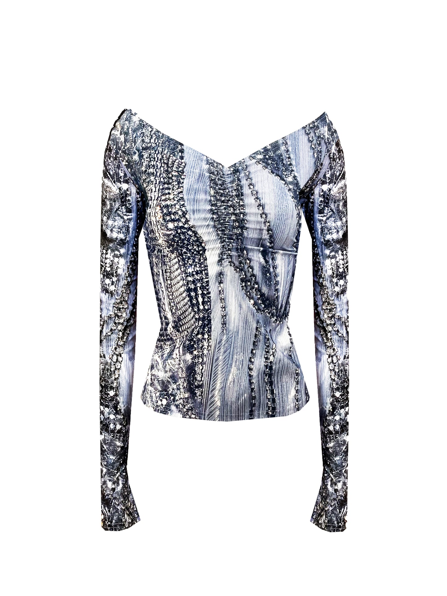 The Off-Shoulder Top in Silver Sparkle