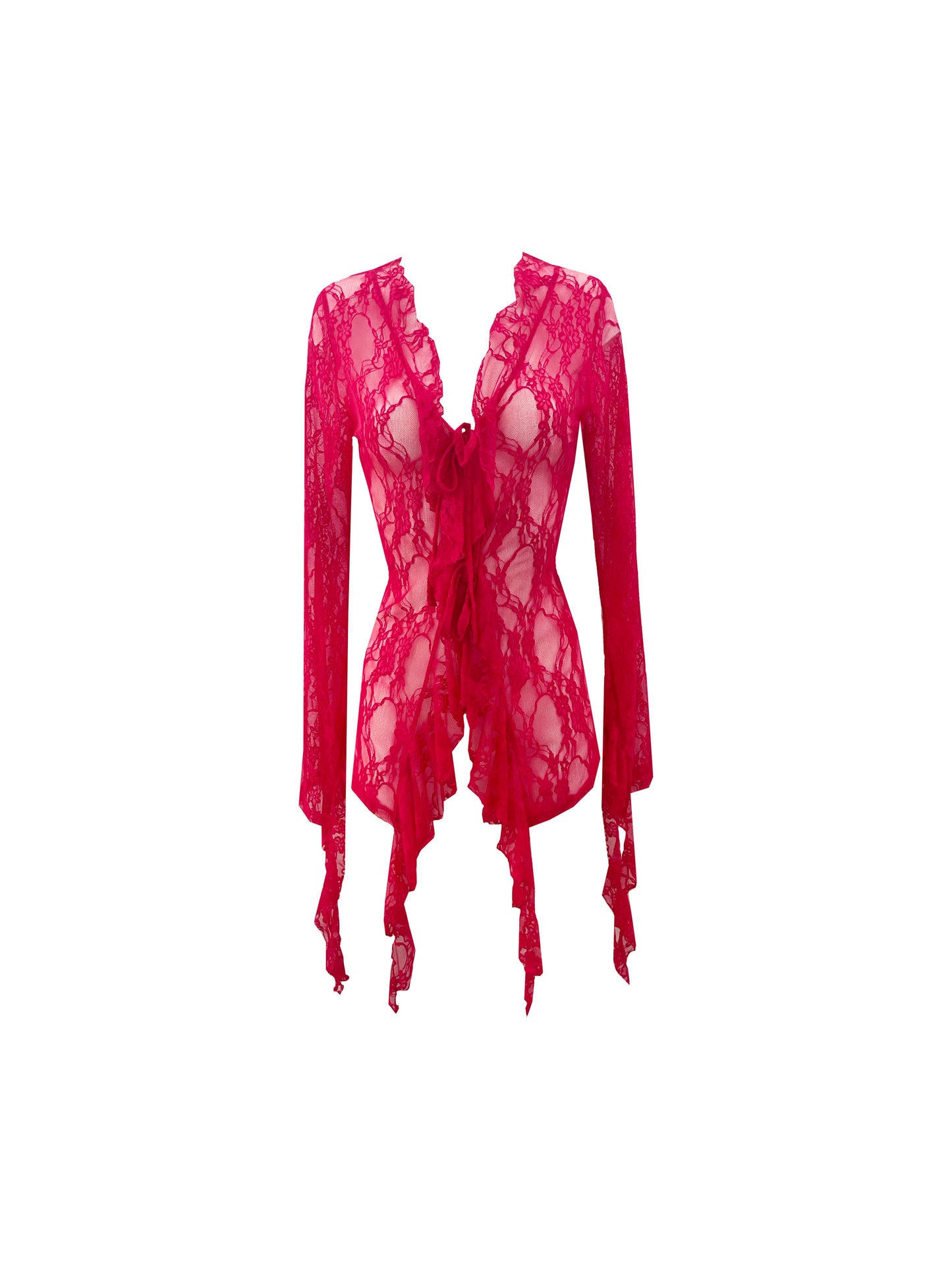 The Butterfly Shirt in Hot Pink Lace