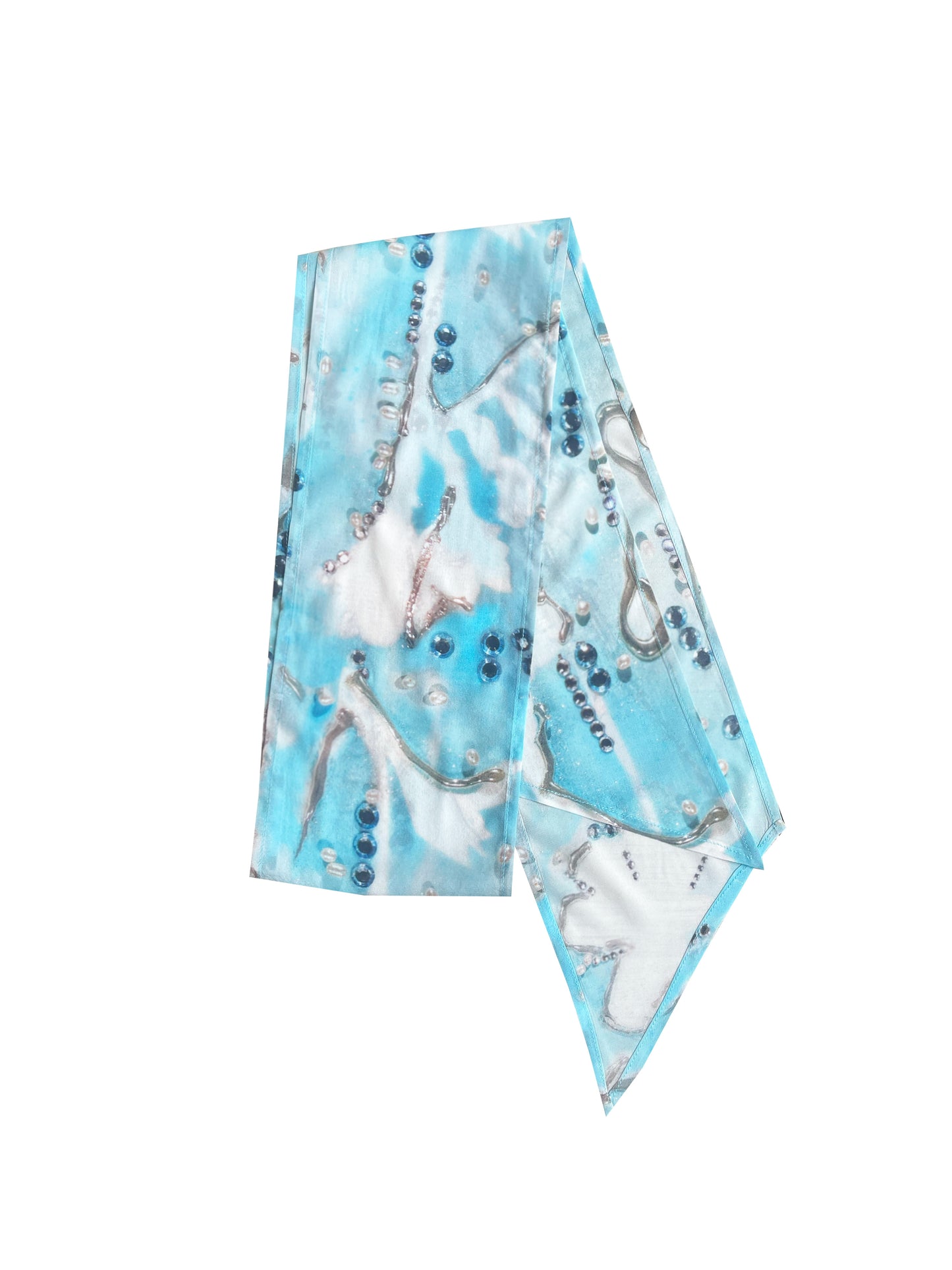 Silk Scarf in Pearl Sky