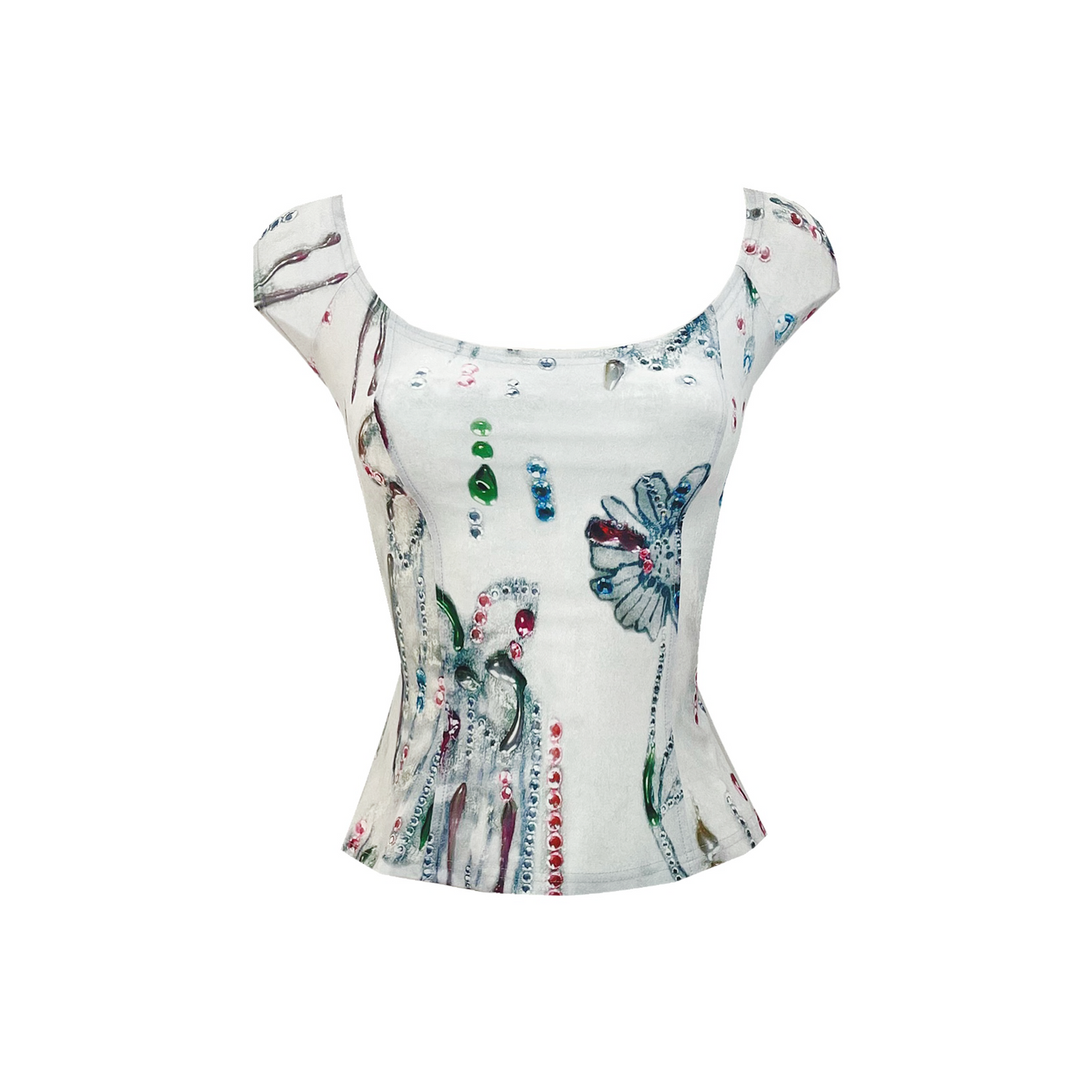 Off Shoulder Top in Silver Flower