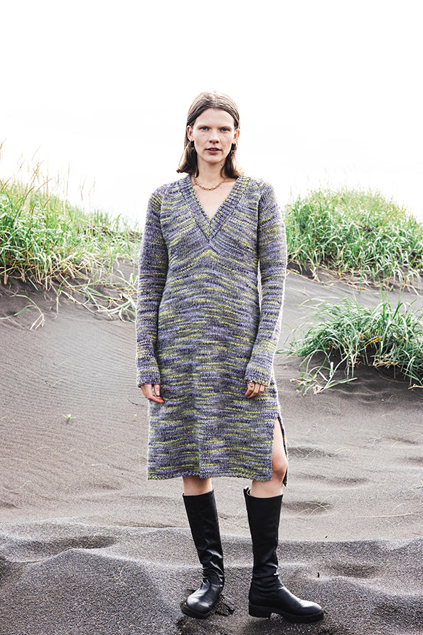 Chunky knit dress in Moss Hildur Yeoman