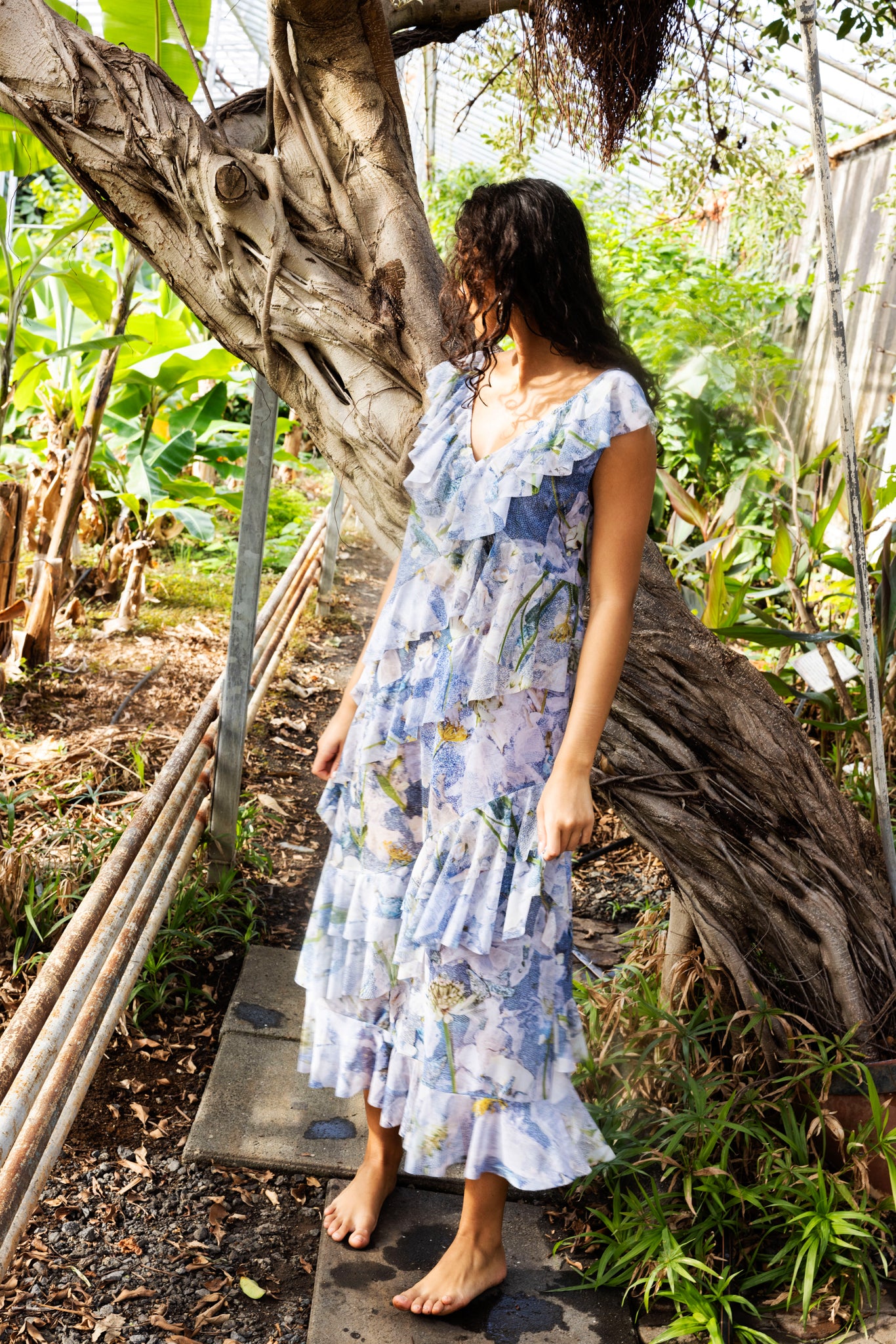The Frill Maxi Dress in Seashore