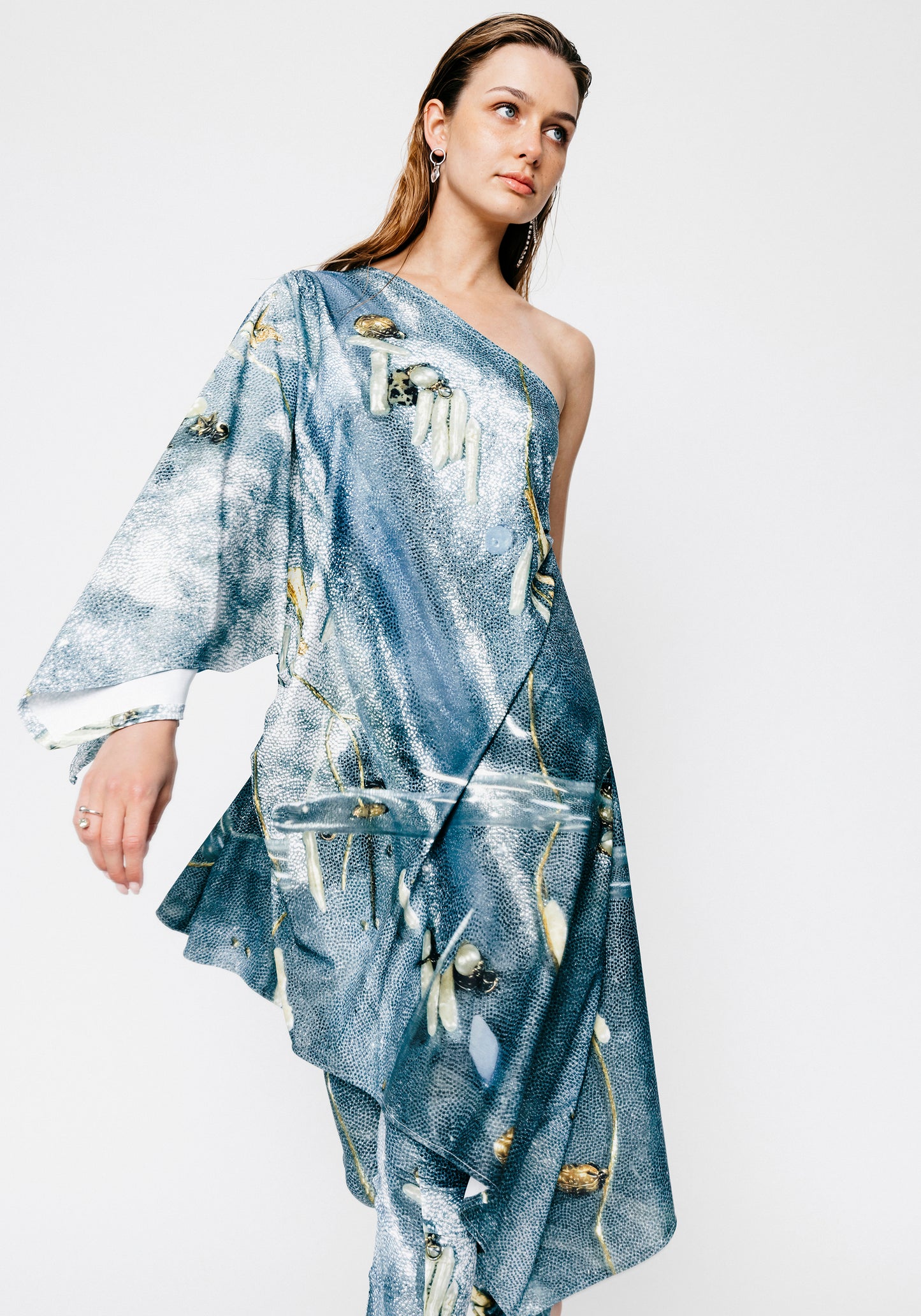 The Wing Dress in Blue Crystal