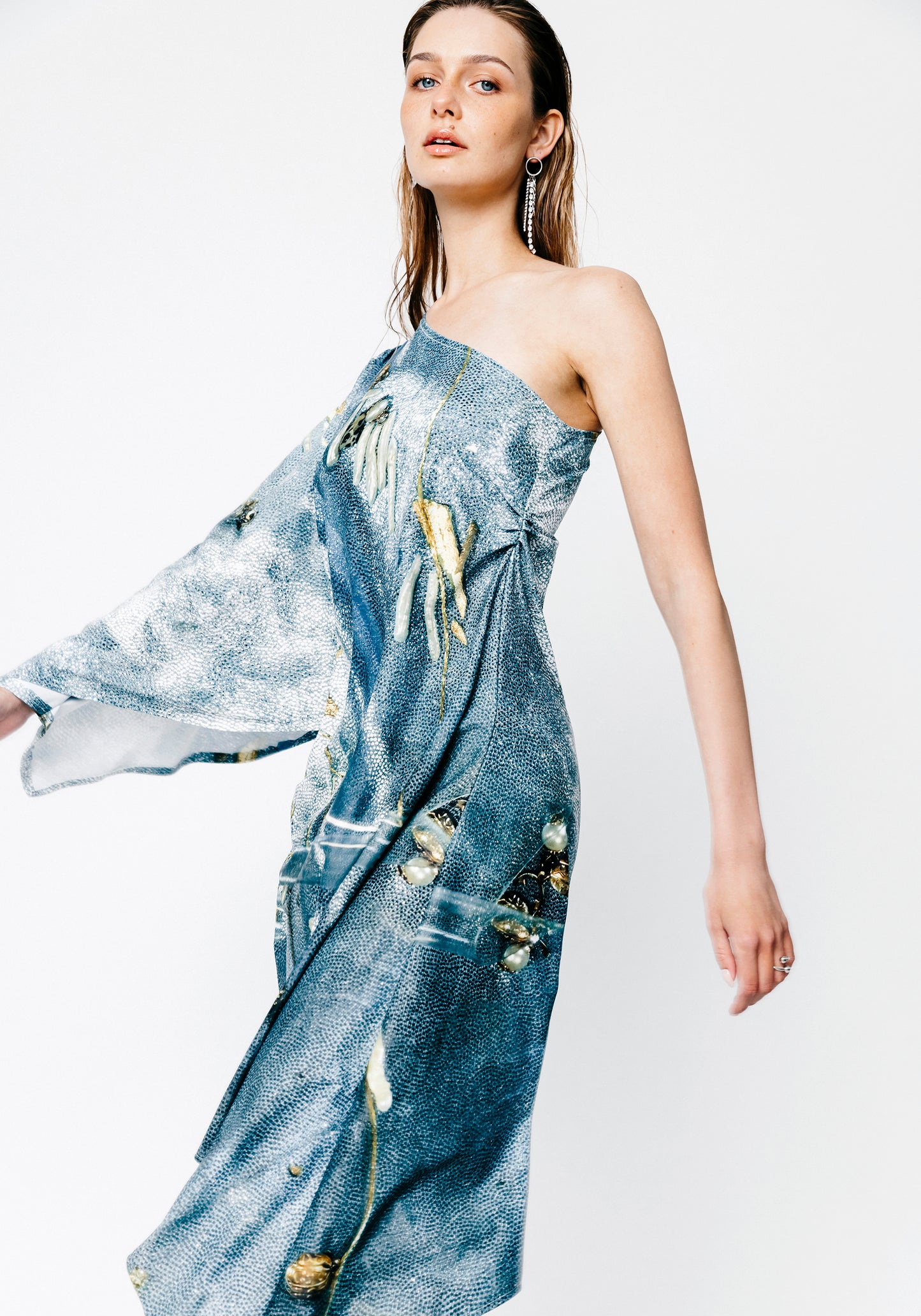 The Wing Dress in Blue Crystal