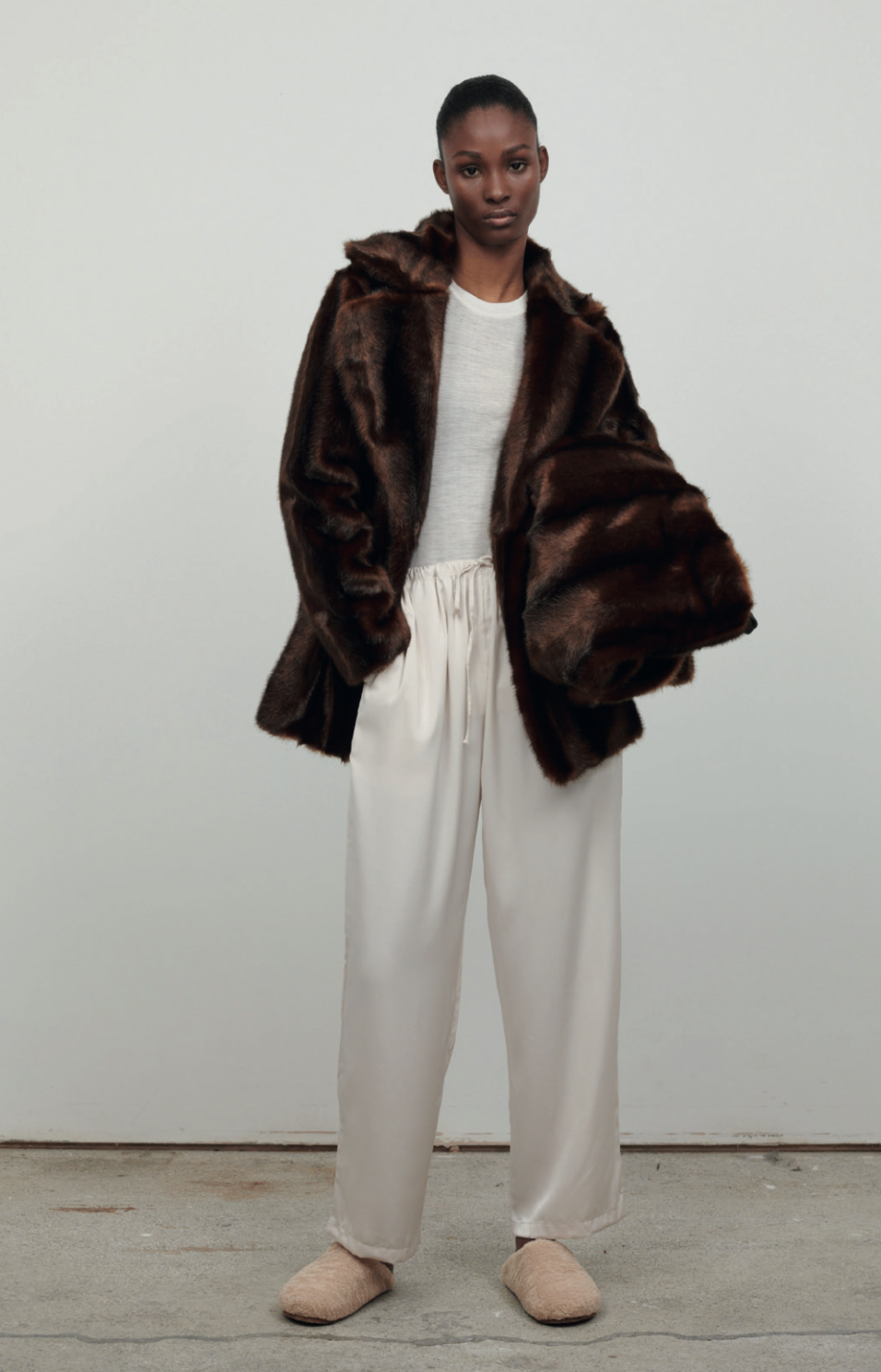 Heather Faux Fur Dark Chocolate