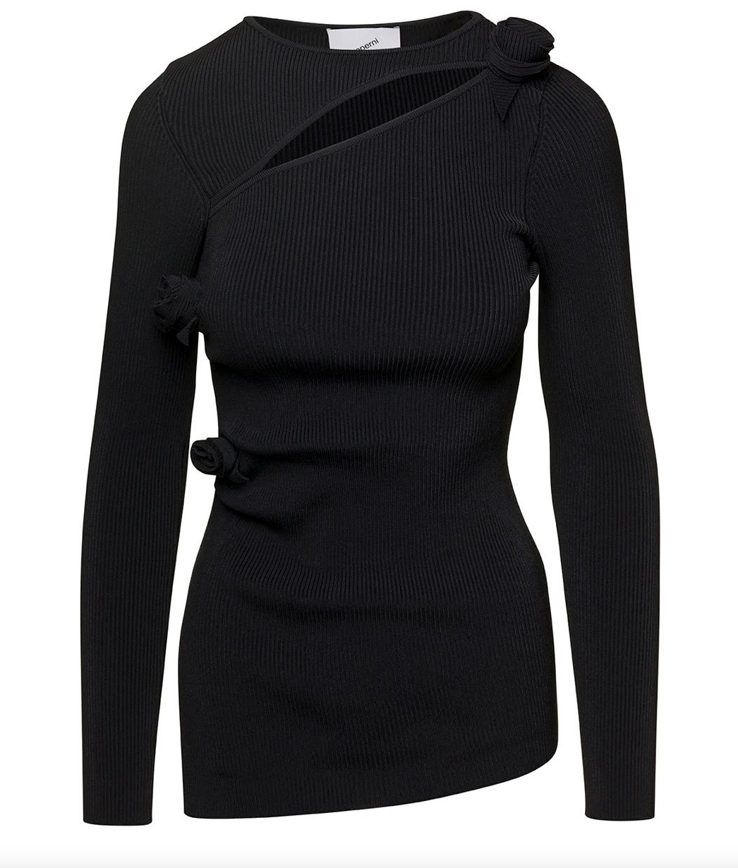Asymmetric Flower Knit Sweater