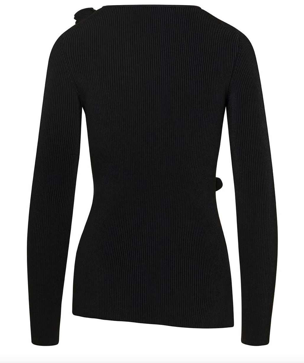 Asymmetric Flower Knit Sweater