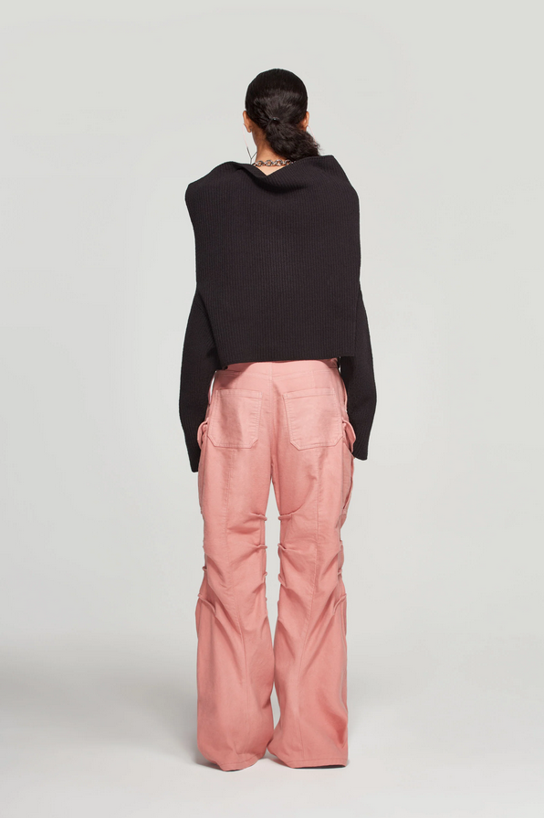 Draped Chain Ribbed Sweater