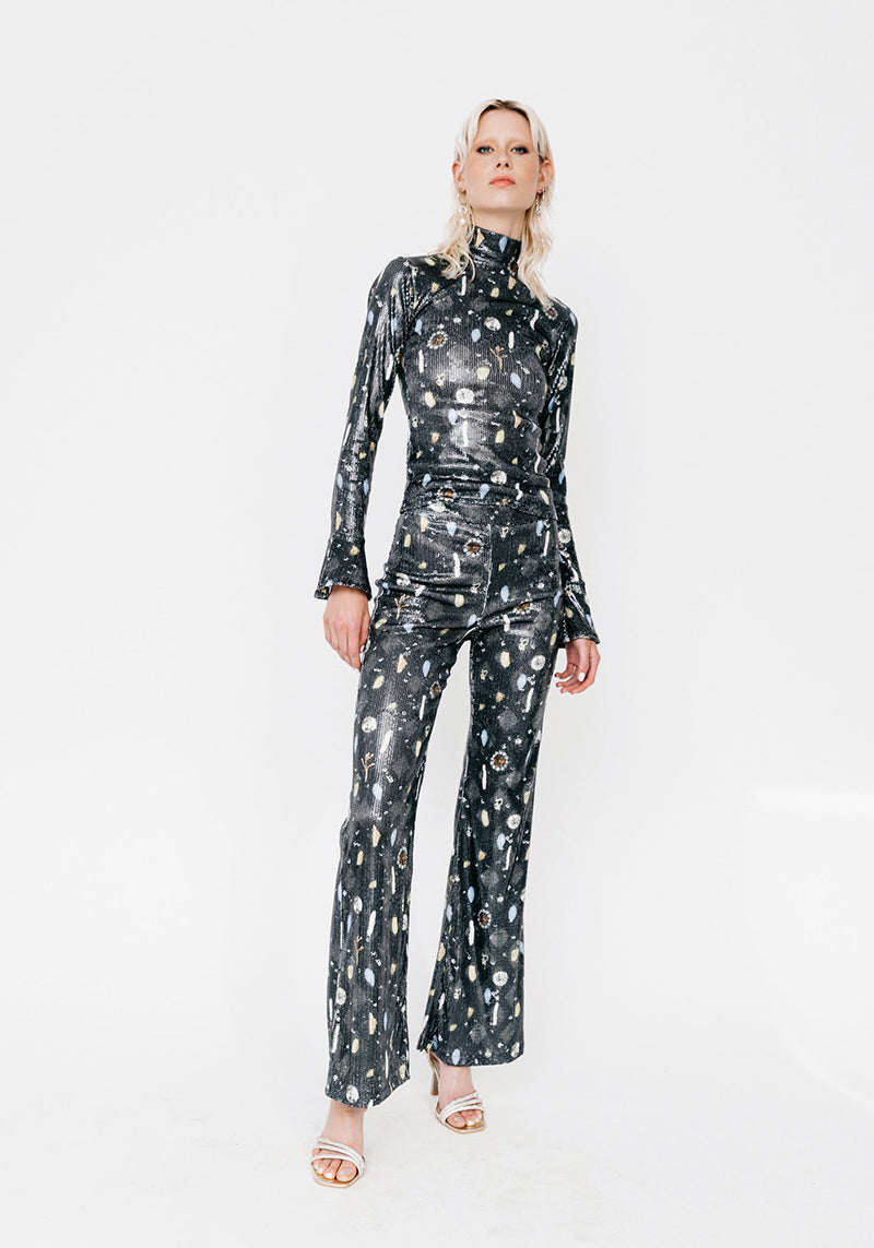 The Sequin Trousers in Black Treasure